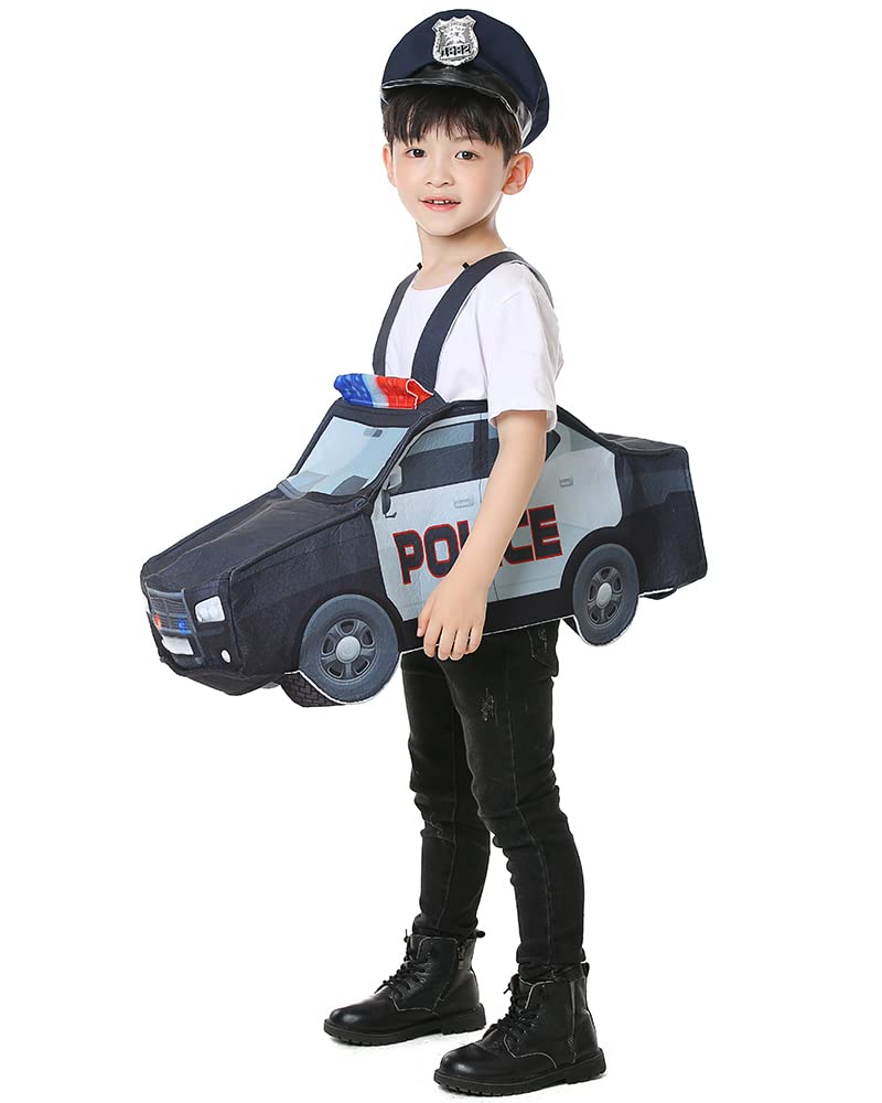 Police Car Costume for Toddlers 3-5 Years - Kids Role Play Dress Up for Halloween, Christmas & Birthday Parties
