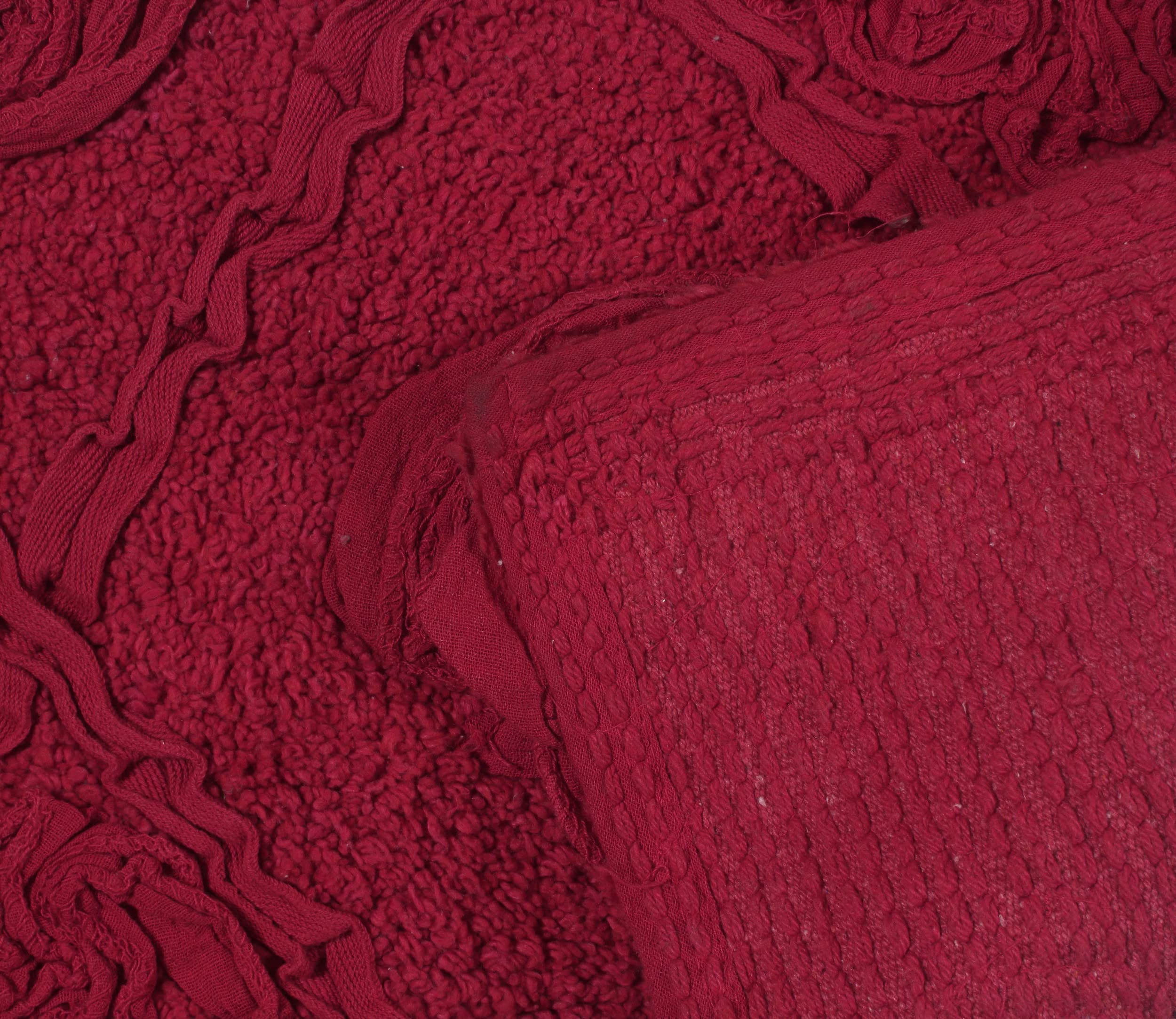Premium 5-Piece Cotton Bath Rug Set - Ultra Soft, Absorbent & Non-Slip Bathroom Mats for Shower, Tub & Kitchen - Machine Washable Contour Design in Red - Home Weavers Modesto Collection - Perfect for Bathroom Safety & Comfort