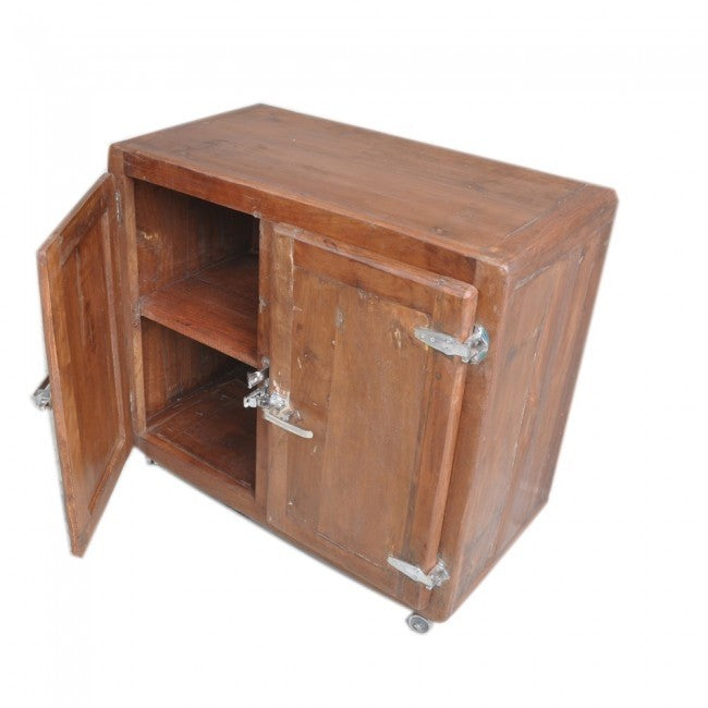Reclaimed Wood Small Sideboard Buffet Cabinet with Wheels - 47 Inch Rustic Honey Finish | Perfect for Dining Room Storage, Kitchen Organization & Entryway Decor