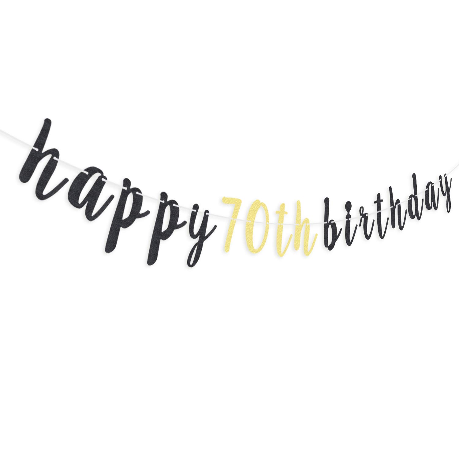 70th Birthday Party Decorations - Glitter Garland Banner & Backdrop Sign for Happy 70th Birthday Celebration | Perfect for Milestone Birthday Parties, Retirement Celebrations & Family Gatherings