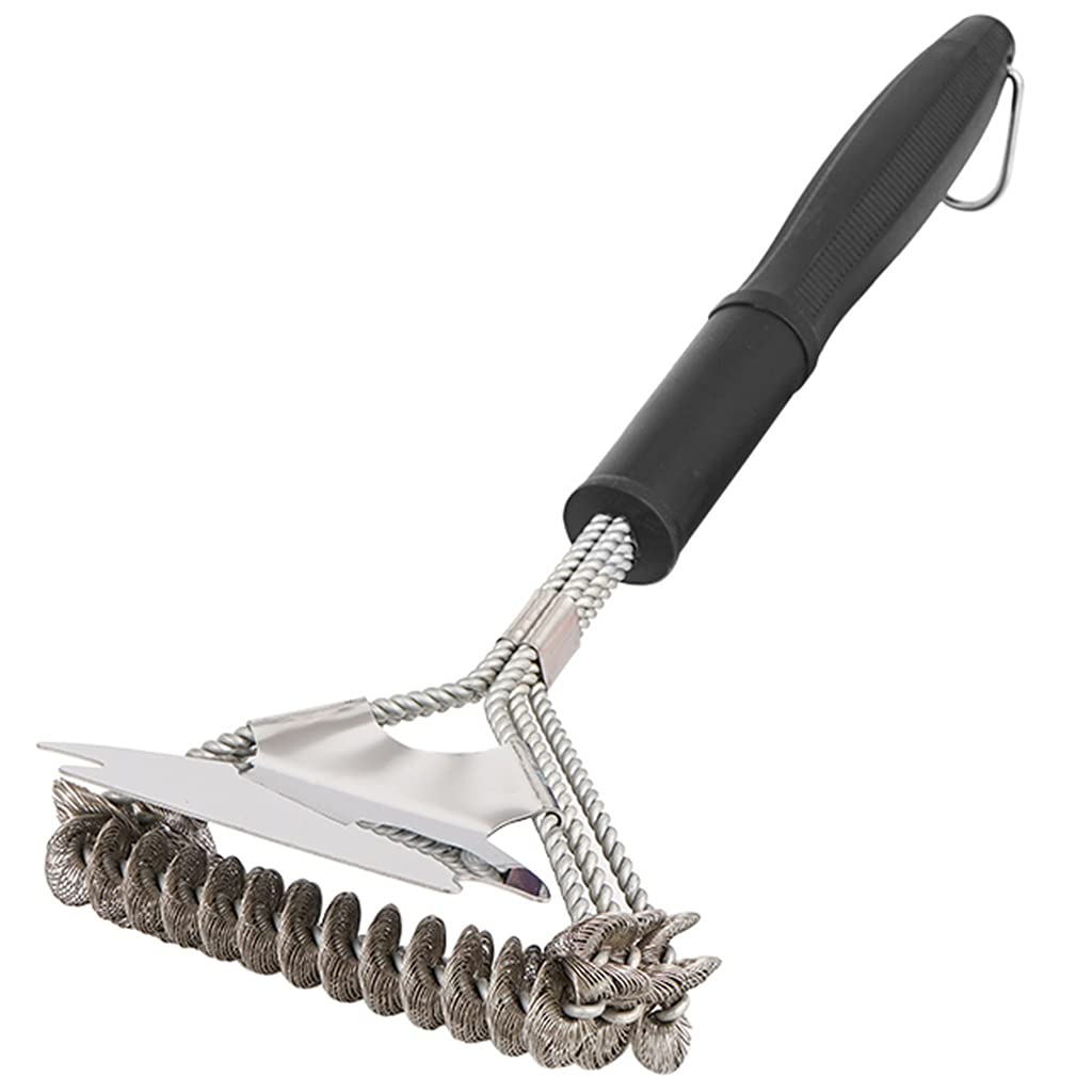 Stainless Steel BBQ Grill Brush - 3 Head Cleaning Tool for Outdoor Cooking