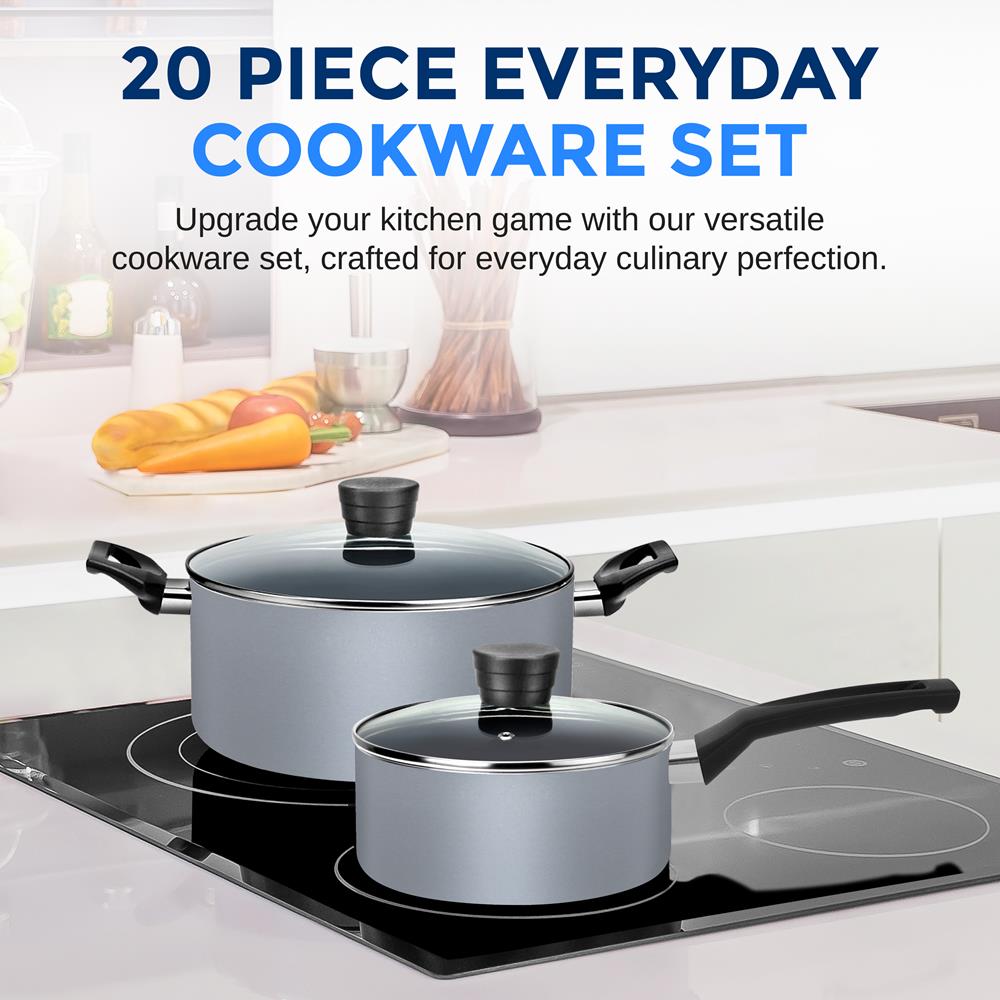 Premium 10-Piece Nonstick Cookware Set for Home Kitchen - Pots, Pans & Utensils - Perfect for Frying, Boiling & Baking - Ideal for Family Cooking & Meal Prep
