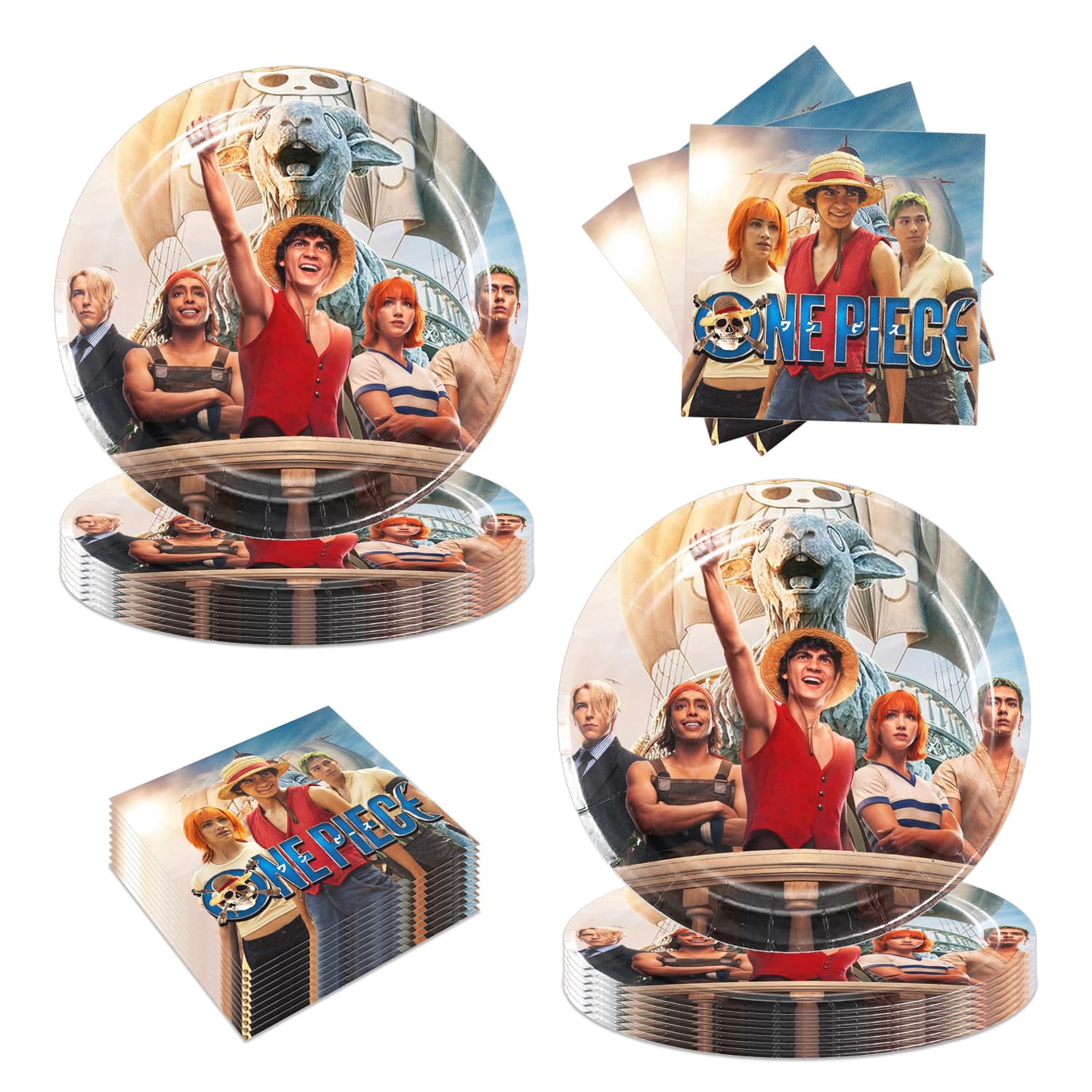 40Pcs One Piece Party Supplies Set - 20 Plates & 20 Napkins for Anime Birthday Party Decorations | Perfect for One Piece Themed Kids Birthday, Cosplay Events & Anime Lovers Party Decor