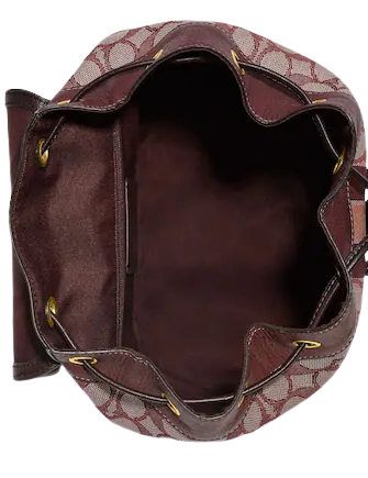 Coach Dempsey Drawstring Backpack - Signature Jacquard Fabric with Coach Patch & Stripe Design - Perfect for School, Travel & Everyday Use