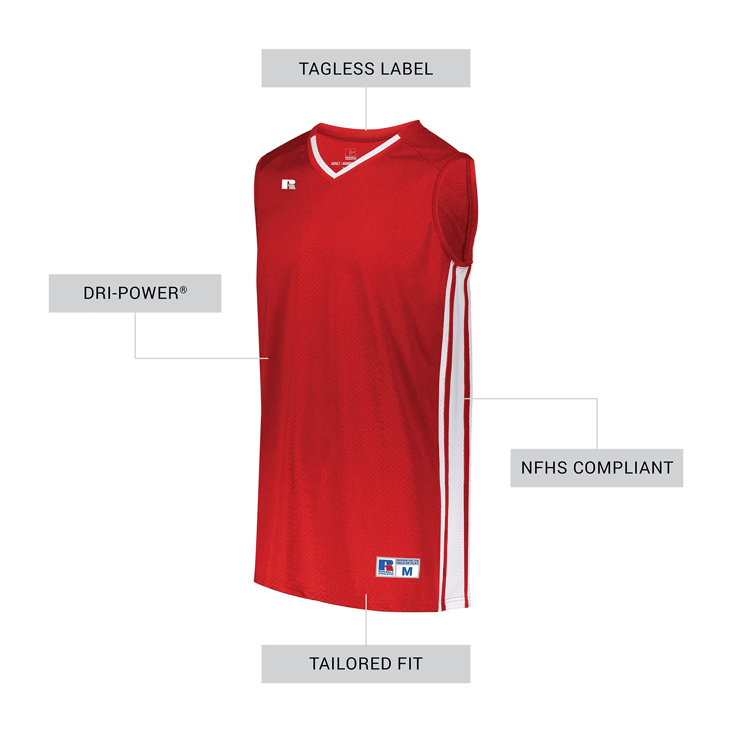 Russell Athletic Men's Legacy Basketball Jersey - Breathable Mesh Performance Jersey for Basketball, Sports & Fan Wear - Perfect for Games, Practice & Casual Street Style