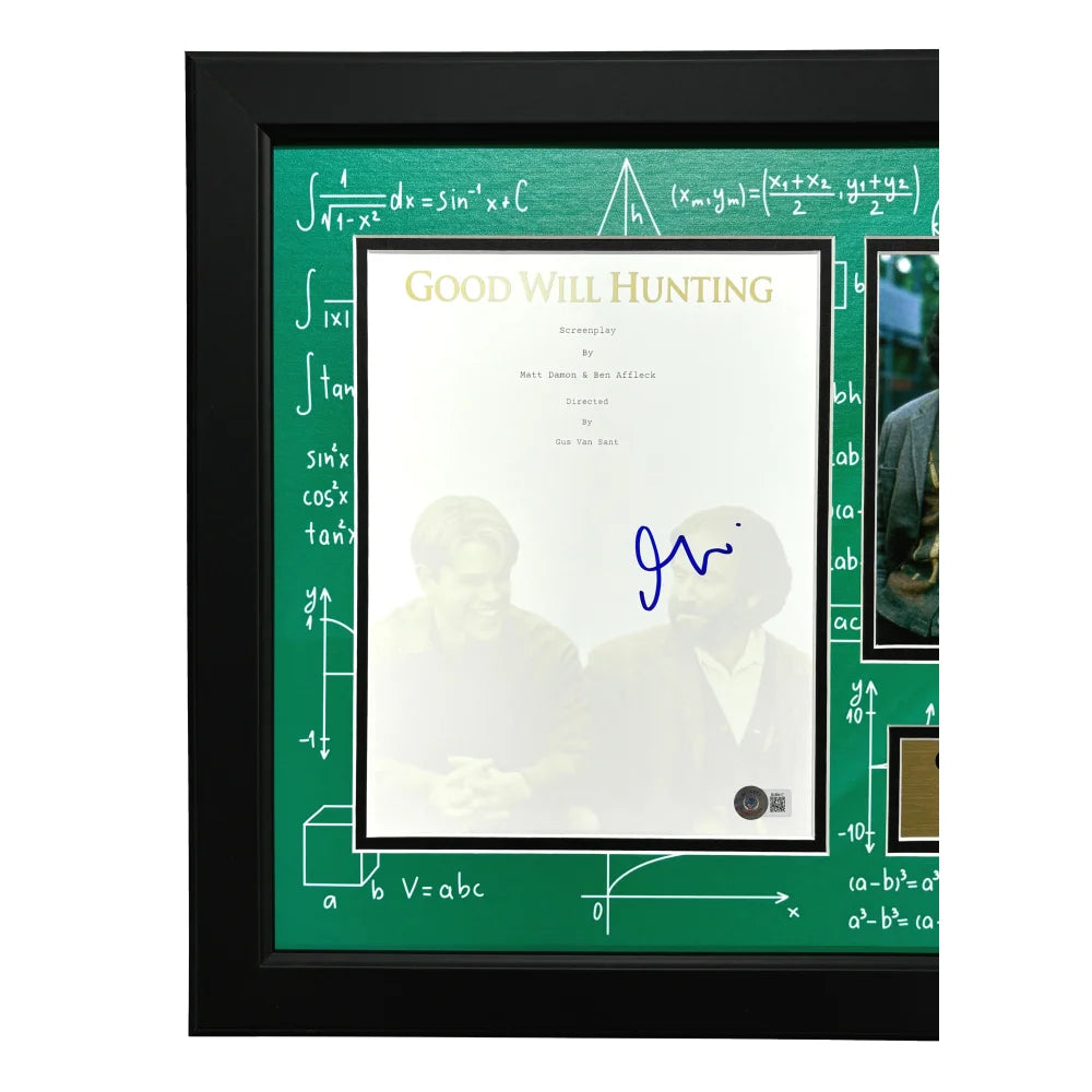 Matt Damon Autographed Good Will Hunting Script Framed Collage - BAS COA Authenticated Signed Memorabilia - Perfect for Movie Fans, Collectors & Home Theater Decor