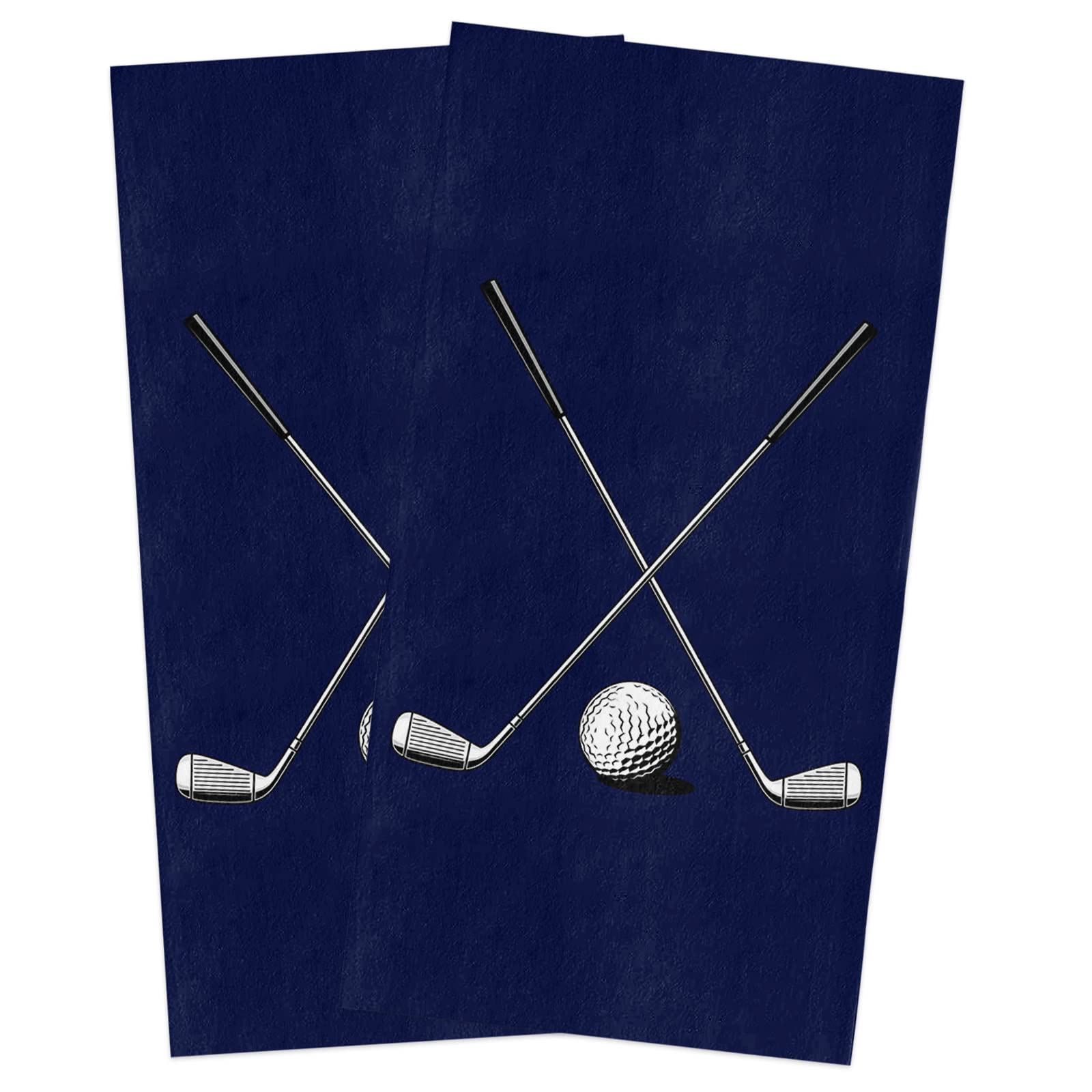 Premium Microfiber Kitchen Towel Set - Fast Drying Golf Club & Ball Design Dish Cloths, Tea Towels & Hand Towels (2-Pack, 18
