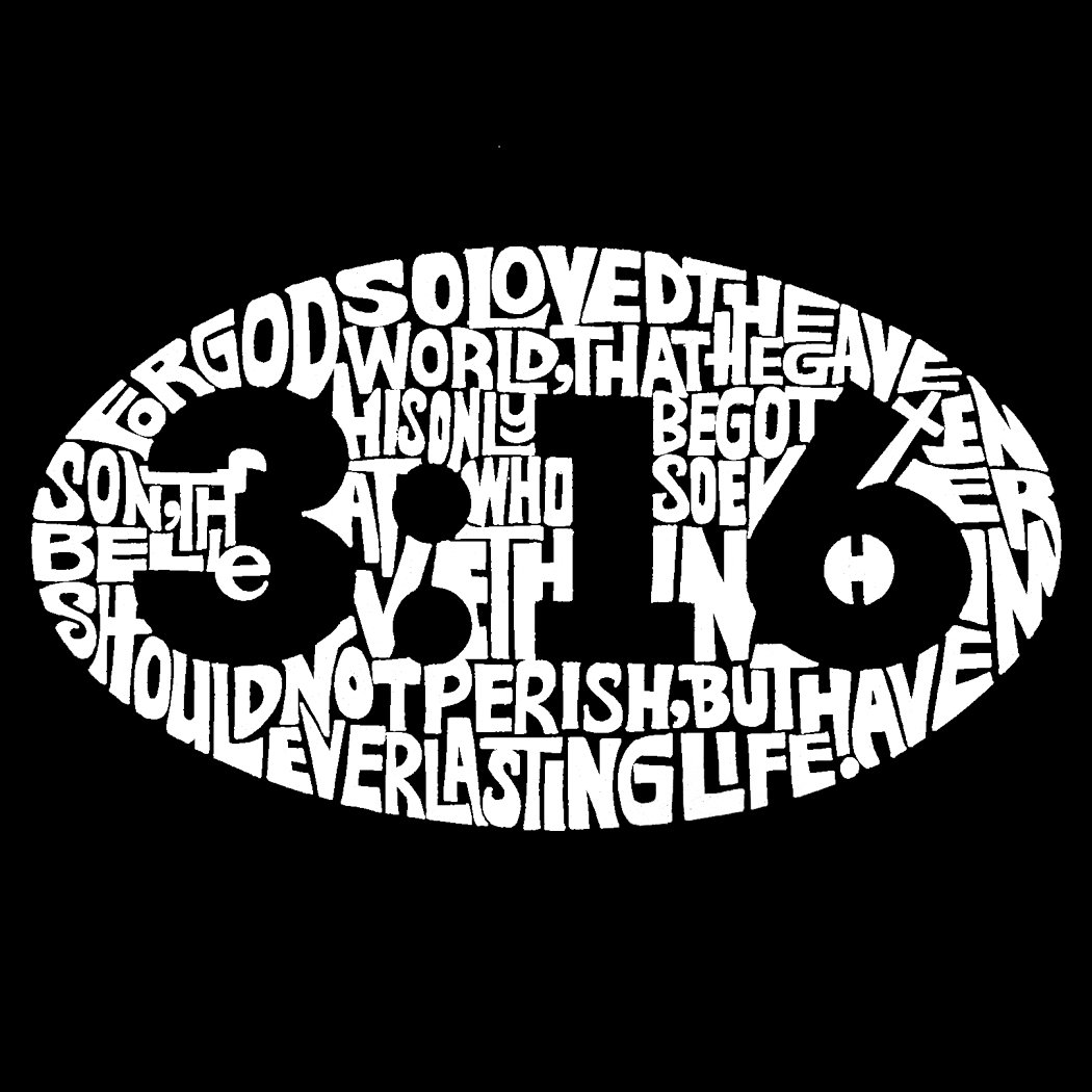 LA POP ART Word Art S Tote Bag - John 3:16 Bible Verse Canvas Shopper - Perfect for Church, Bible Study & Everyday Use
