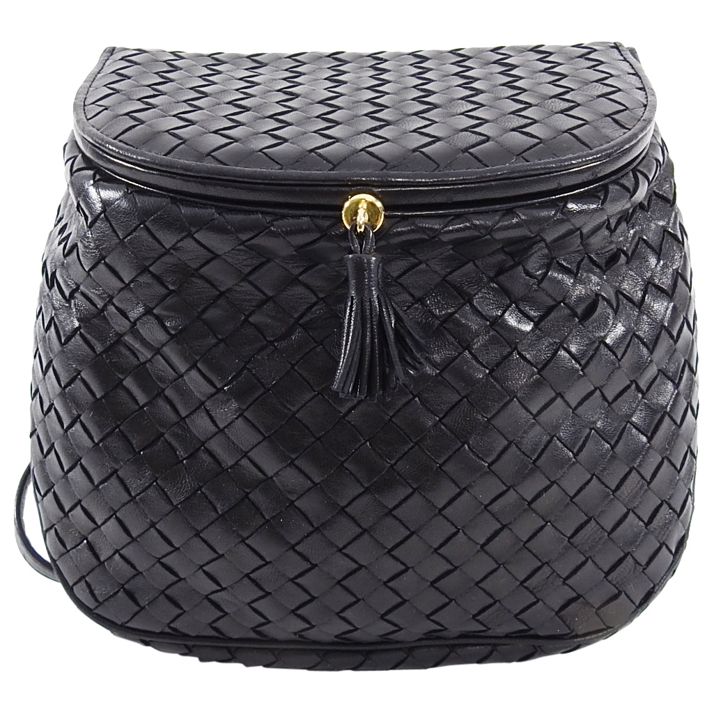 Bottega Veneta Vintage Large Intrecciato Leather Black Creel Bag - Luxury Designer Handbag for Women, Perfect for Work, Travel & Evening Events