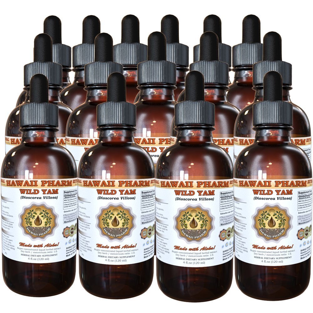 Wild Yam Liquid Extract (Dioscorea Villosa) - Organic Herbal Supplement Tincture by Hawaii Pharm - 4 fl.oz Bottle (Pack of 15) - Made in USA - Supports Women's Health & Hormonal Balance - Perfect for Natural Remedies & Herbal Wellness Routines