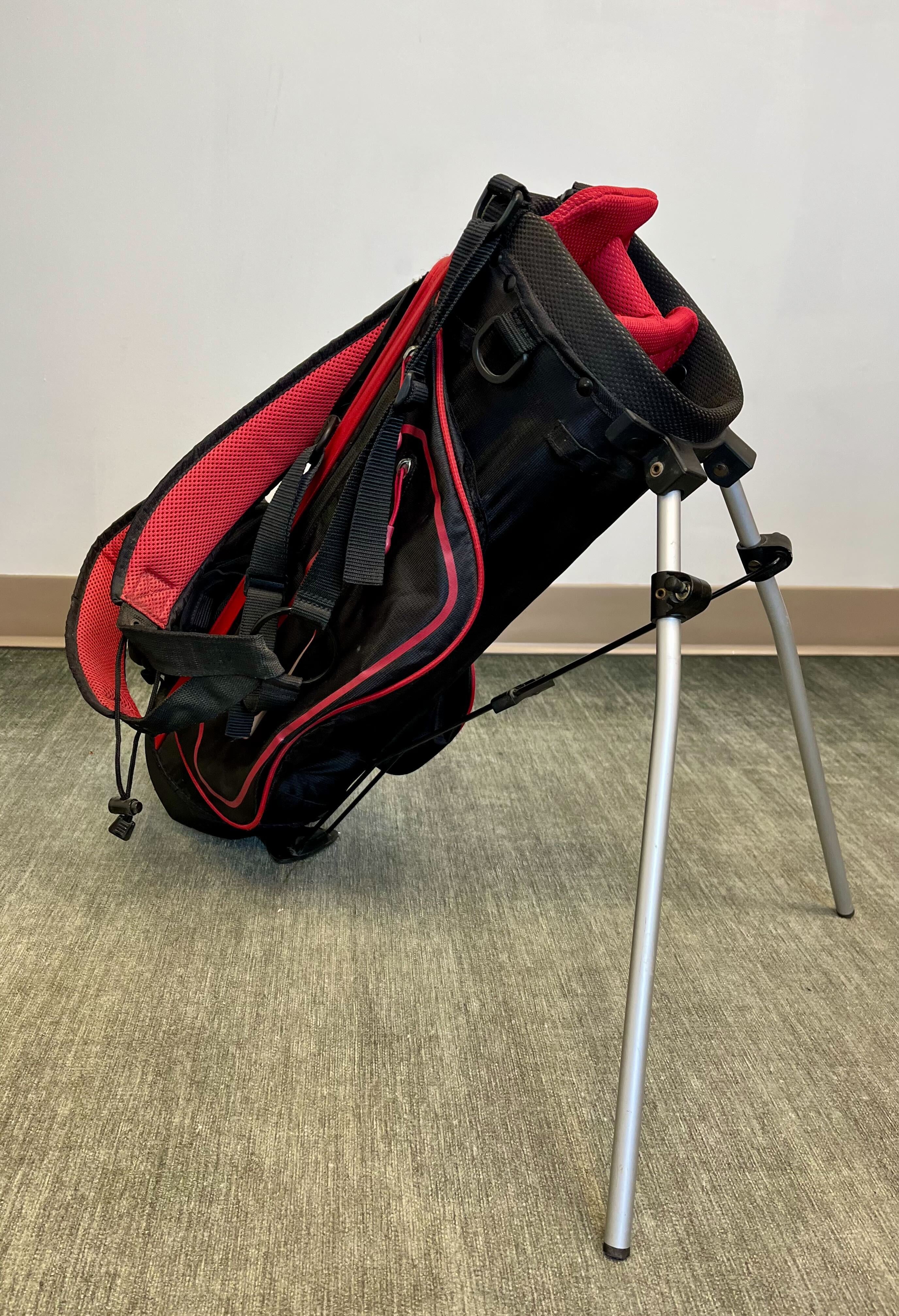 Nike Golf Stand Bag with 4 Dividers & 4 Pockets - Black/Red - Lightweight Durable Golf Bag for Men & Women - Perfect for Course Play, Driving Range & Golf Tournaments