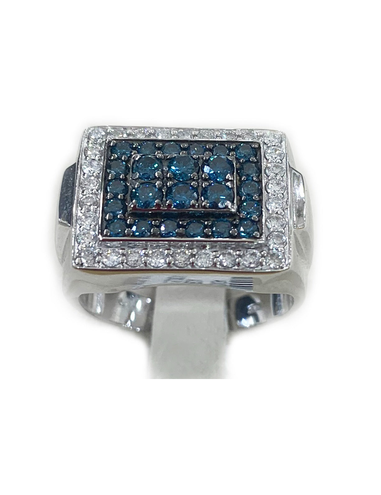 14K White Gold Blue Diamond Men's Ring for Wedding, Engagement & Special Occasions – Elegant & Durable Jewelry Gift for Him