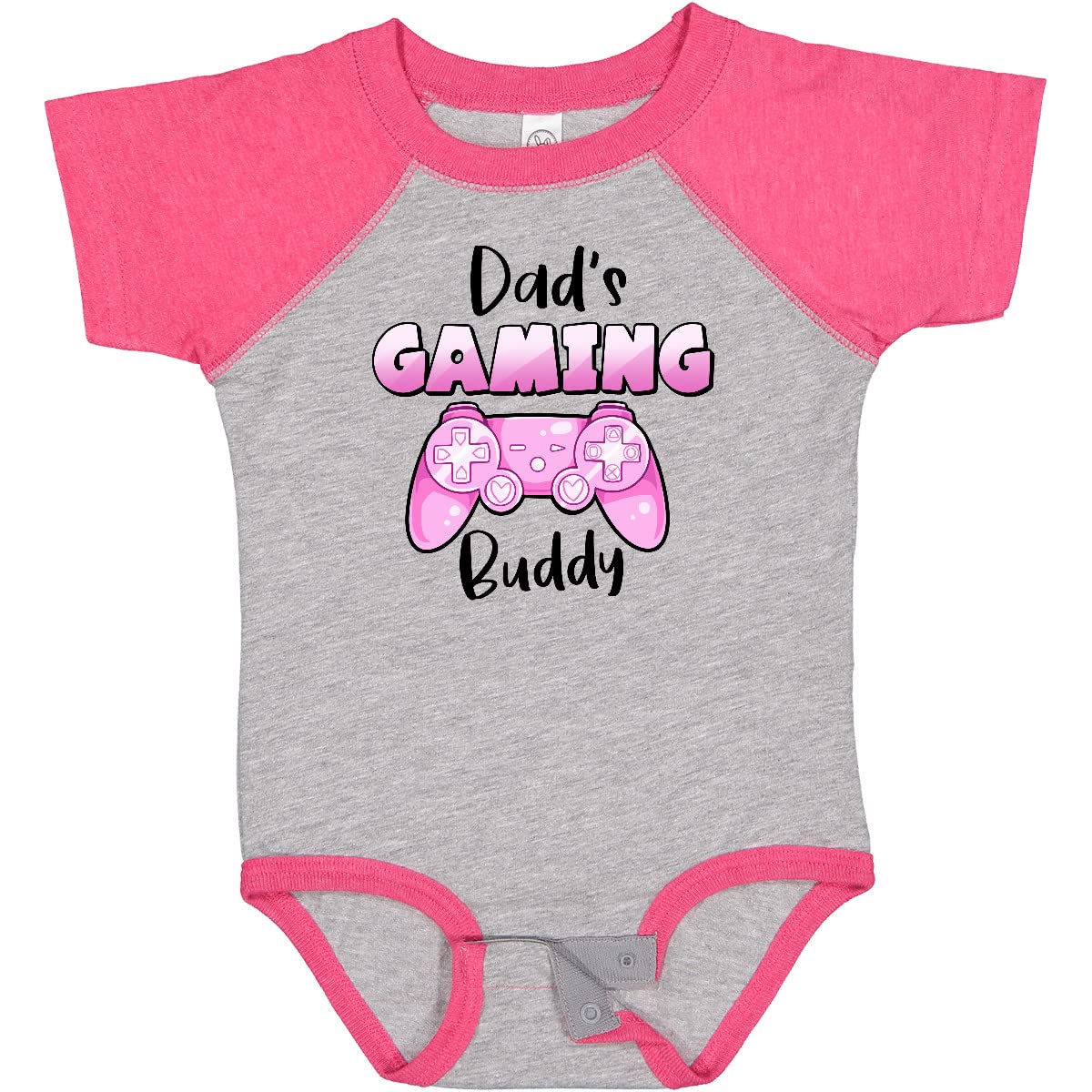 Inktastic Dad's Gaming Buddy - Pink Controller Baby Bodysuit | Cute Gamer Onesie for Newborns & Infants | Perfect Gift for Gamer Dads & Baby Showers