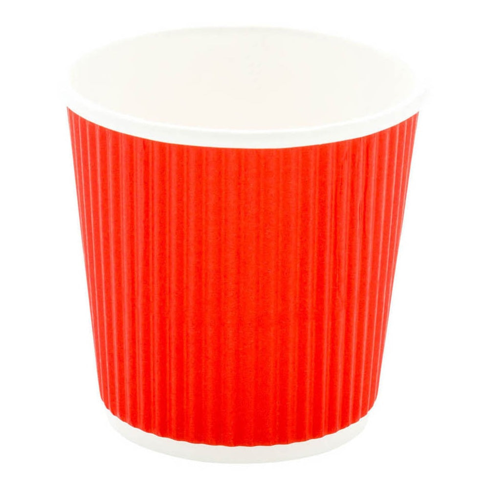 4 oz Red Paper Coffee Cups with Ripple Wall - 2.5