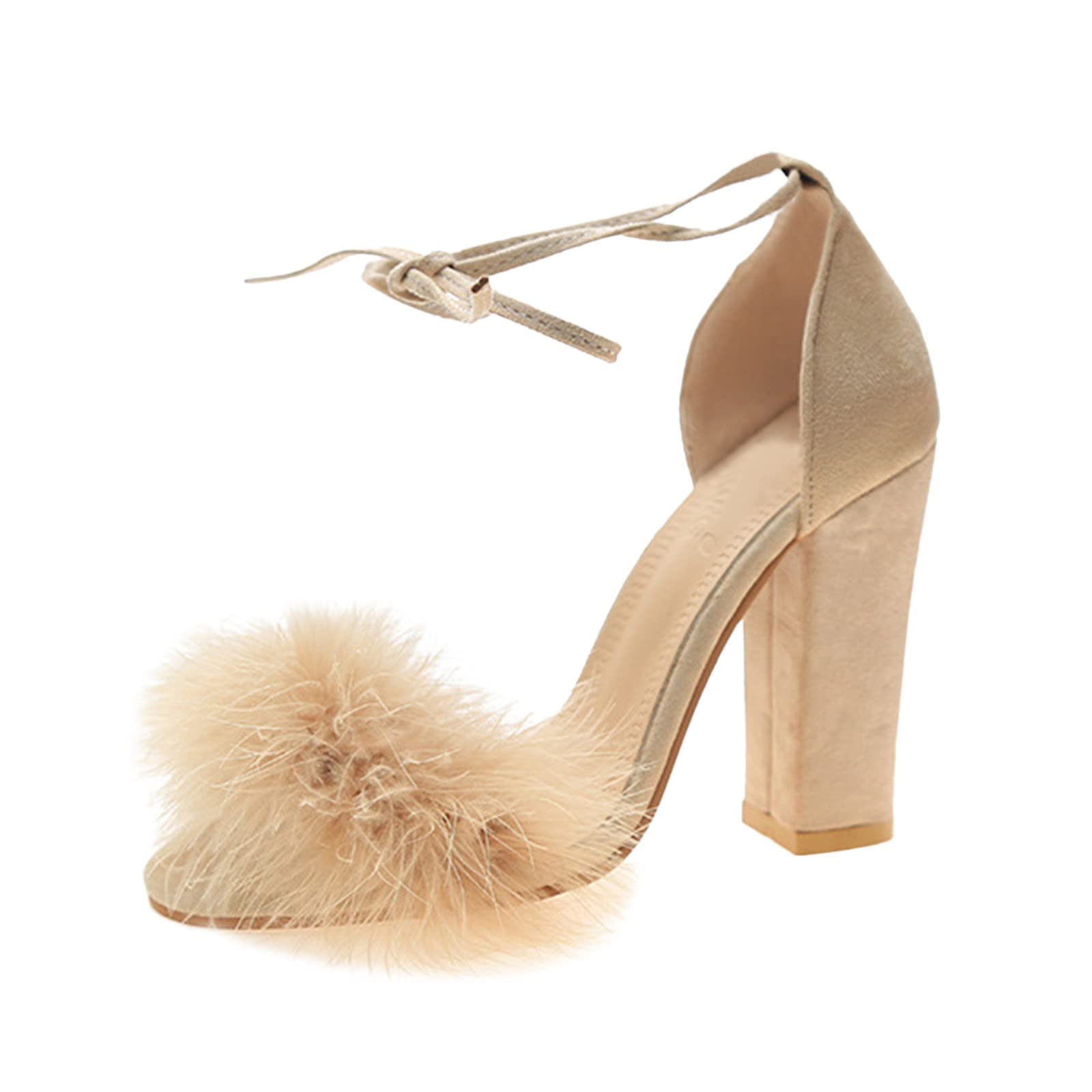 Women's Tan Suede Straps Roman High Heel Sandals - Fashionable Thick Heel Ankle Strap Dress Sandals for Women, Size 8 | Perfect for Weddings, Parties & Evening Events