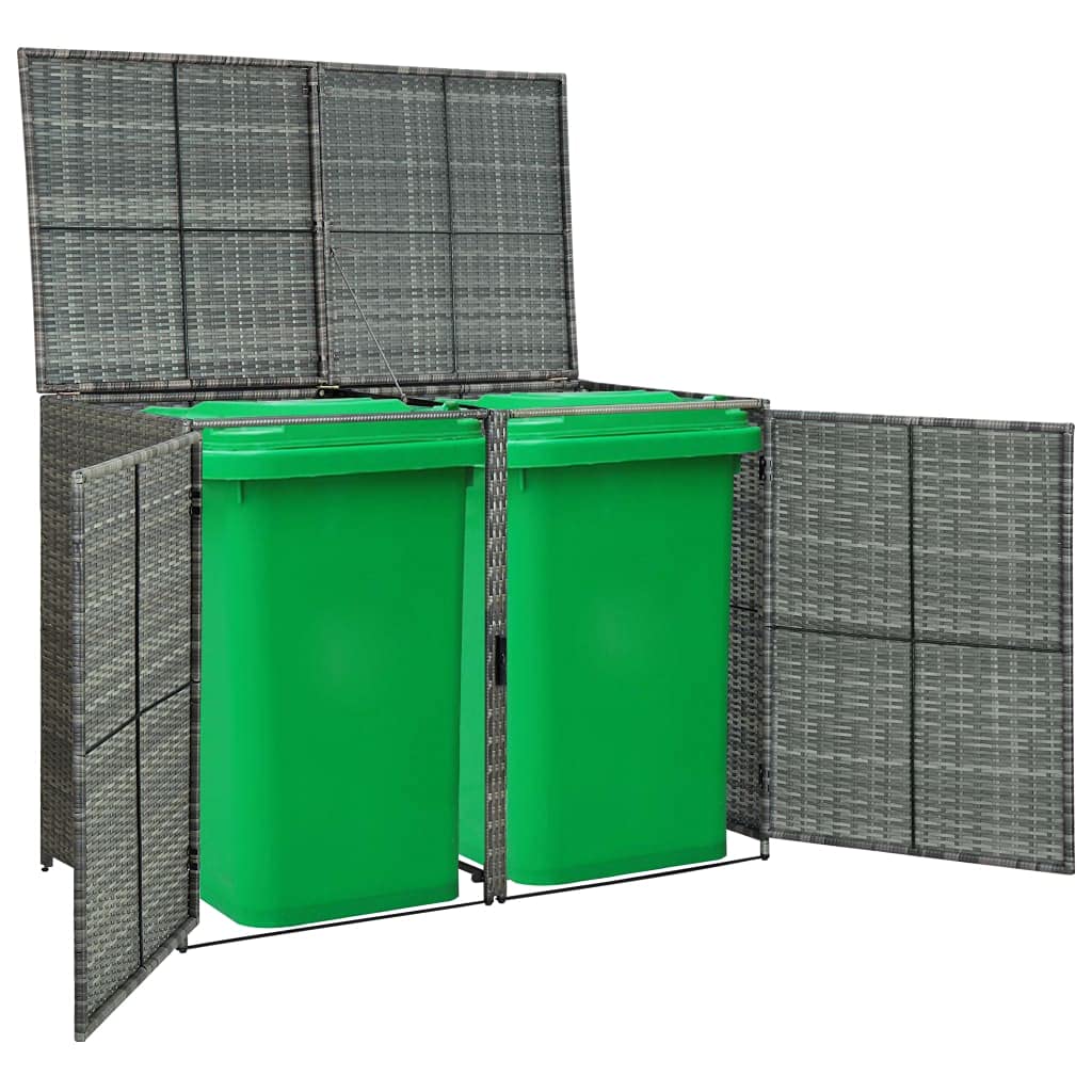 Durable Vertical Storage Shed for Outdoor Tools - Multi-Functional Garden Cabinet with Wheels, Poly Rattan Design (58.3