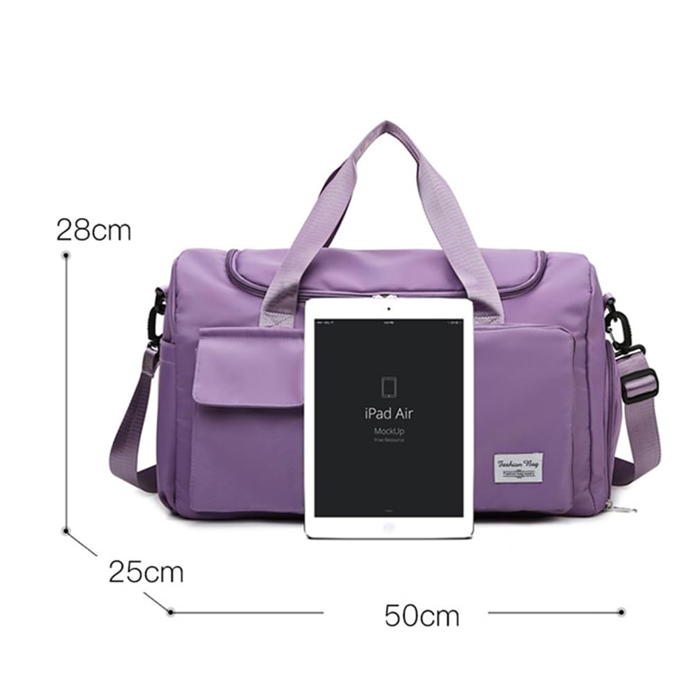 Foldable Travel Duffel Bag - Large Capacity Gym Bag with Shoe Compartment & Wet Pocket | Waterproof Sports Bag for Fitness, Training, Weekend Trips & Travel | Perfect for Gym, Yoga, Beach & Outdoor Activities (Pink)