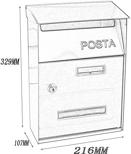 European Style Letterbox Post Box - Outdoor Garden Mailbox for Villa & Home - Simple Creative Newspaper & Parcel Drop Box (Model 1109) - Perfect for Front Yard, Driveway & Garden Decor