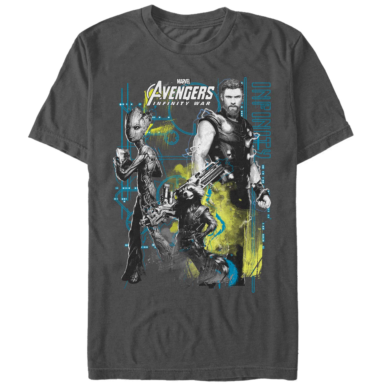 Marvel Avengers Infinity War Space Crew T-Shirt for Men - Charcoal Gray - Medium Size | Casual Superhero Graphic Tee for Fans, Cosplay, and Everyday Wear