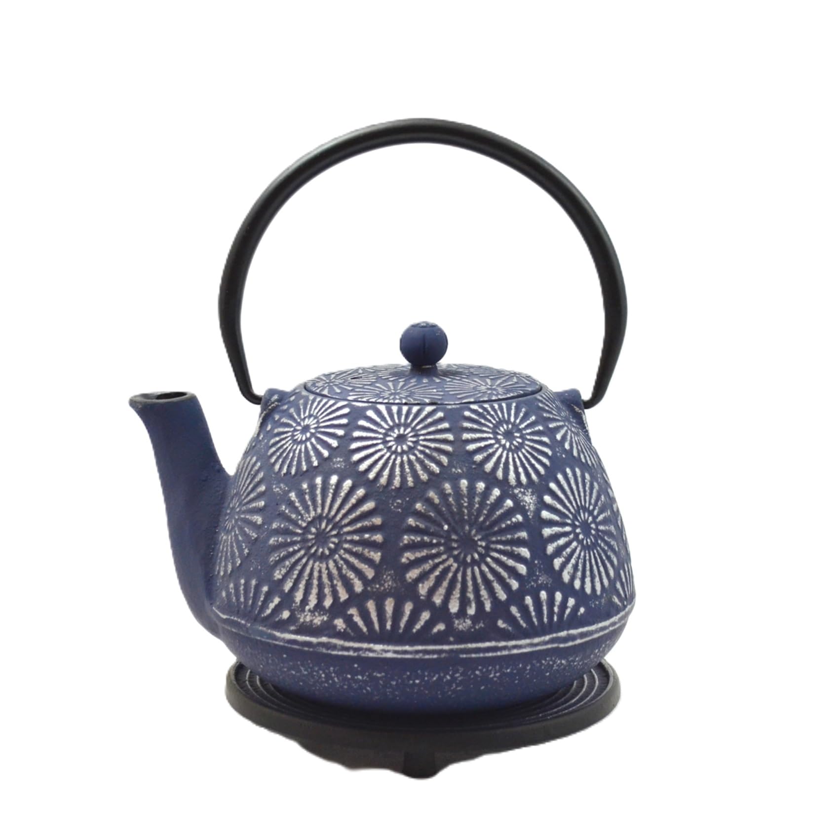 Frieling Hani Blue/Silver Cast Iron Teapot with Stainless Steel Infuser - 40 oz Japanese Style Tea Pot for Loose Leaf Tea - Perfect for Home, Office & Tea Ceremonies