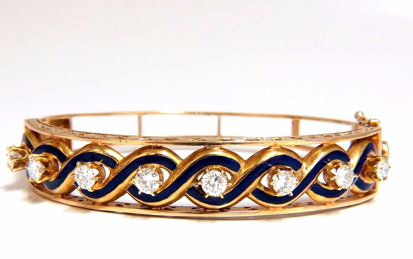 Victorian Style 14kt Gold Diamond Braided Bangle Bracelet - Handmade Interwoven Design for Women, Perfect for Weddings, Parties & Special Occasions