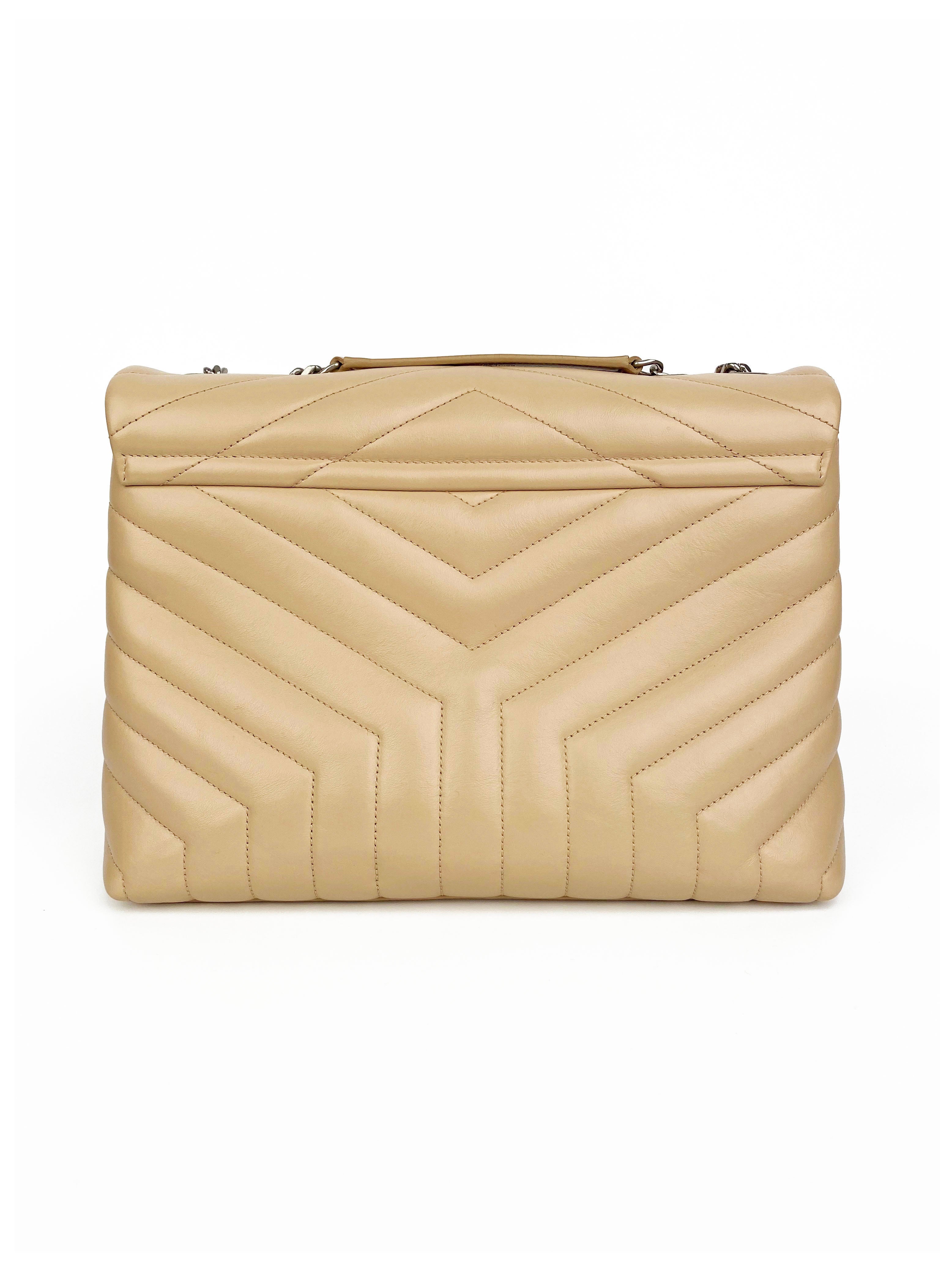 Saint Laurent Medium Beige Loulou Bag - Luxury Designer Shoulder Handbag for Women | Perfect for Work, Evening Events & Everyday Use