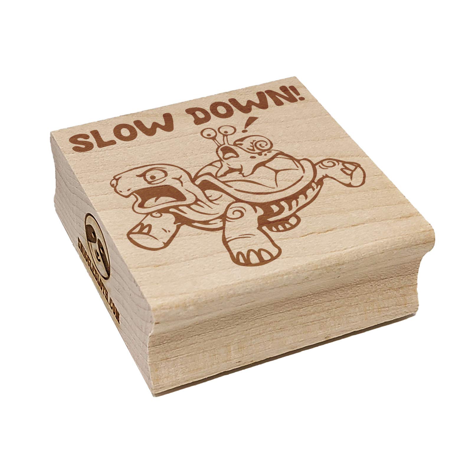 Slow Down Turtle Tortoise and Snail Square Rubber Stamp - 2.75 Inch Large Craft Stamp for DIY Scrapbooking, Card Making, and Paper Crafts - Perfect for Handmade Greeting Cards, Journals, and Art Projects