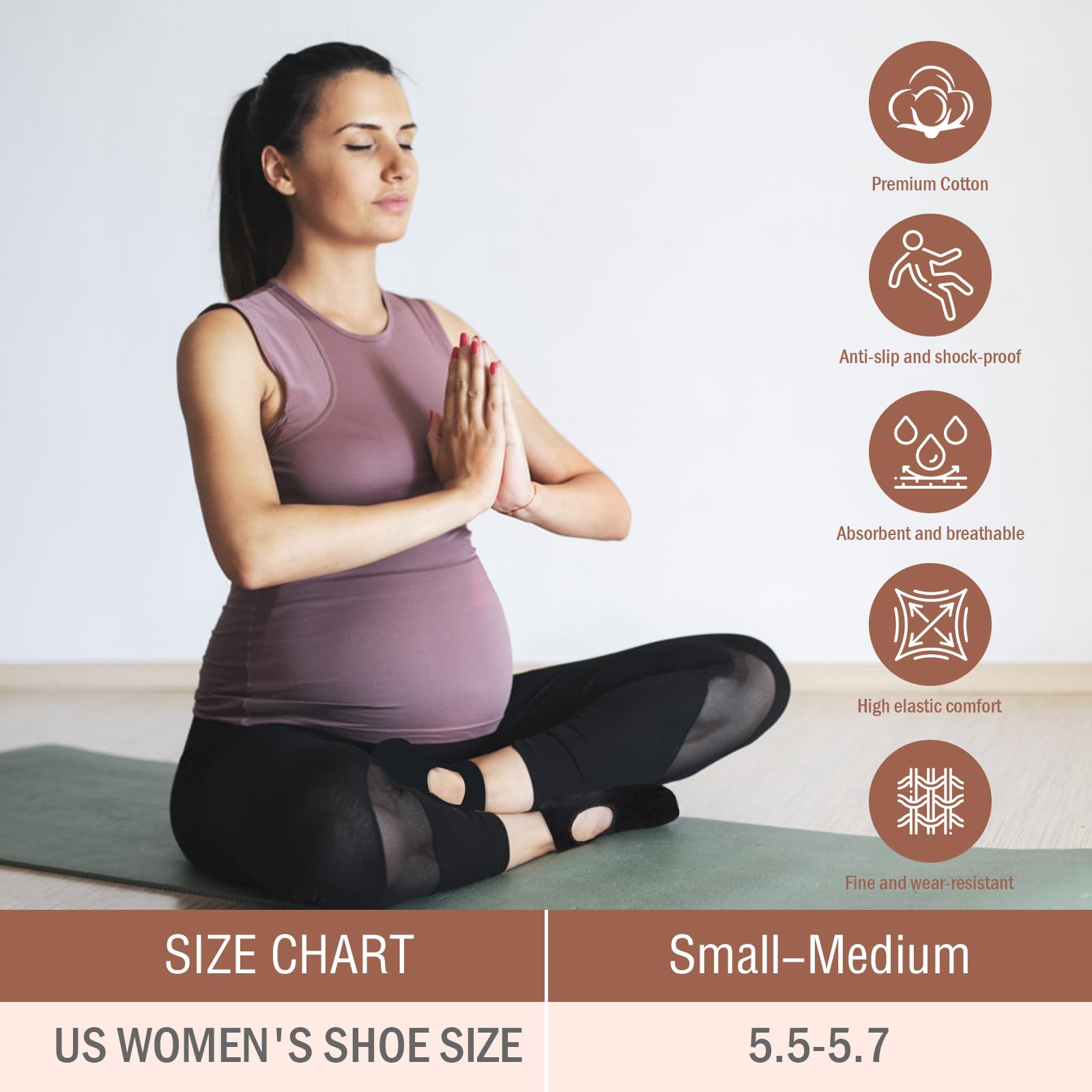 4 Pairs Non-Slip Yoga Socks for Women - Toeless Grip Pilates, Barre & Ballet Socks with Elastic Design - Perfect for Yoga, Dance, Gym Workouts & Home Exercise