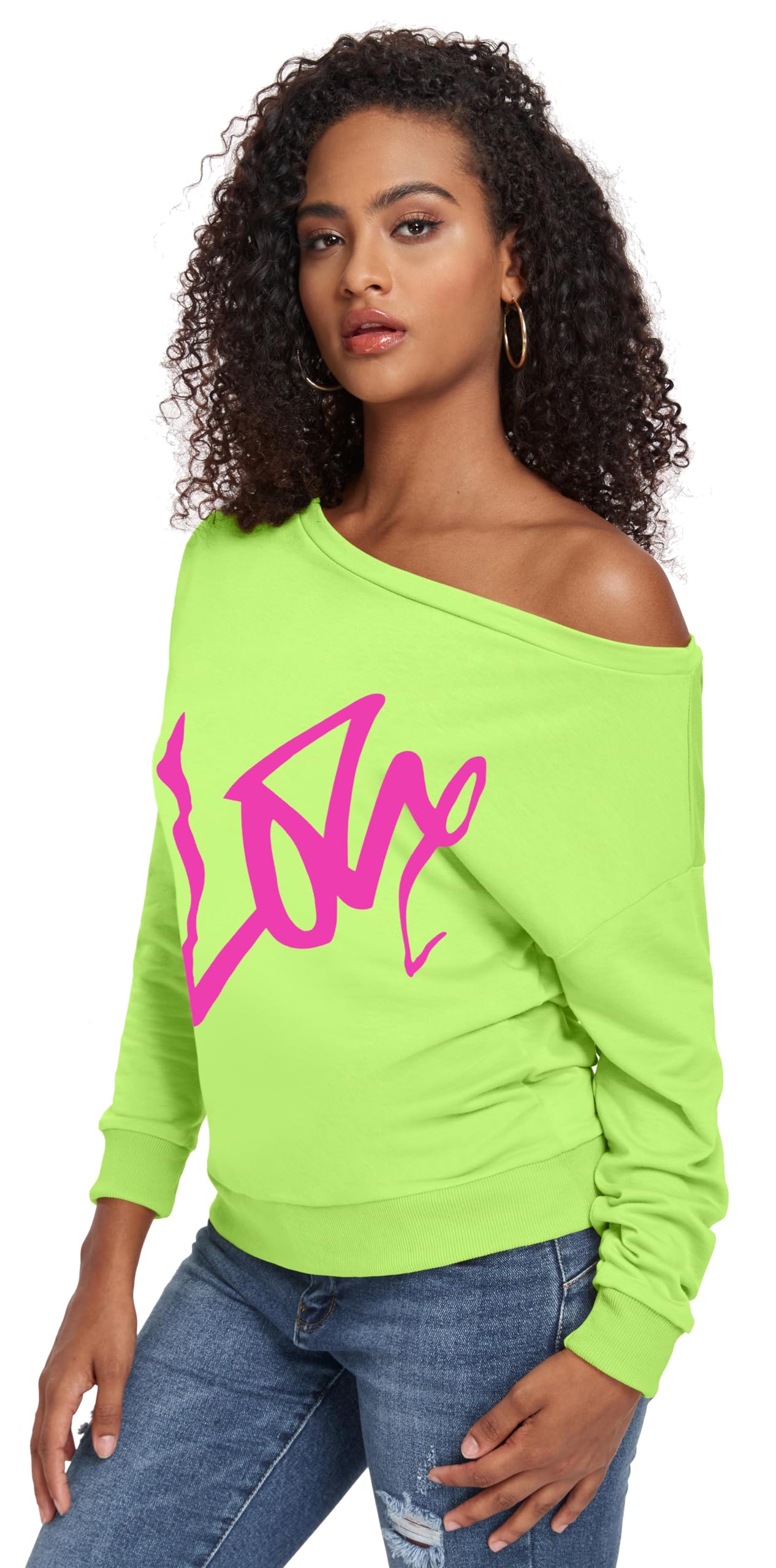 AM CLOTHES Women's Off Shoulder Oversized Sweatshirt - Long Sleeve Casual Pullover Sweater Top for Fall & Winter | Cozy Loungewear, Streetwear Fashion, Layering Essential