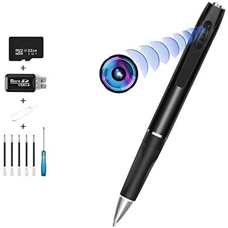 1080P HD Mini Spy Pen Camera with 32GB SD Card - 2.5 Hours Recording - 2-in-1 Hidden Camera & Writing Pen - Compact Body Camera for Business Meetings, Conference Recording, Secret Surveillance & Covert Operations