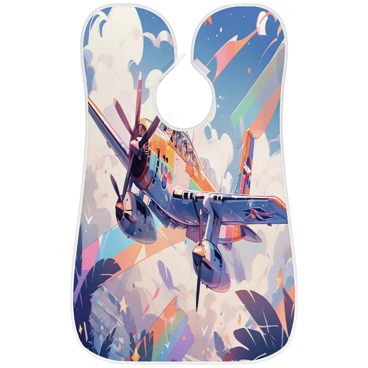 Cartoon Colorful Airplane Print Beard Shaving Bib for Men - Waterproof Barber Apron for Hair Dye, Makeup & Beard Trimming - Sink Hair Catcher & Styling Tool - Perfect for Home Grooming & Salon Use