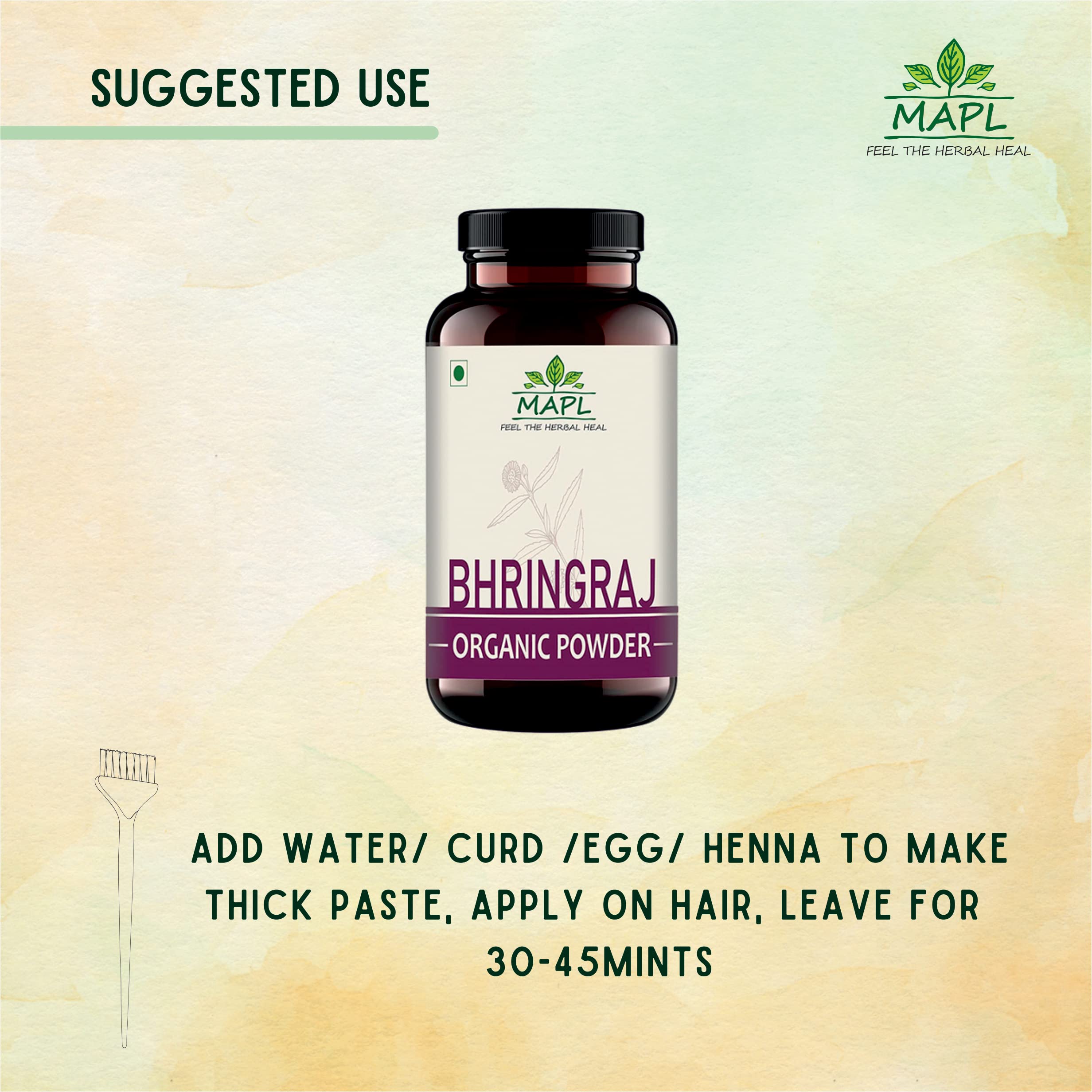 Organic Bhringraj Powder for Hair Growth | Pure Mapl Bhringraj Herb Powder | Natural Hair Care Treatment | Promotes Thicker, Stronger Hair - 200g | Perfect for DIY Hair Masks & Ayurvedic Scalp Care