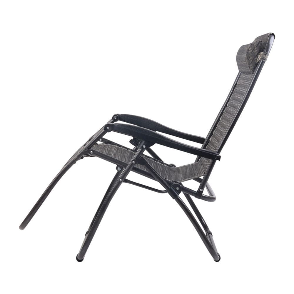 Gardeon Set of 2 Zero Gravity Lounge Chairs - Adjustable Reclining Outdoor Patio Furniture with Cup Holder, Foldable Sun Lounger for Backyard, Poolside, Beach & Camping (Grey)