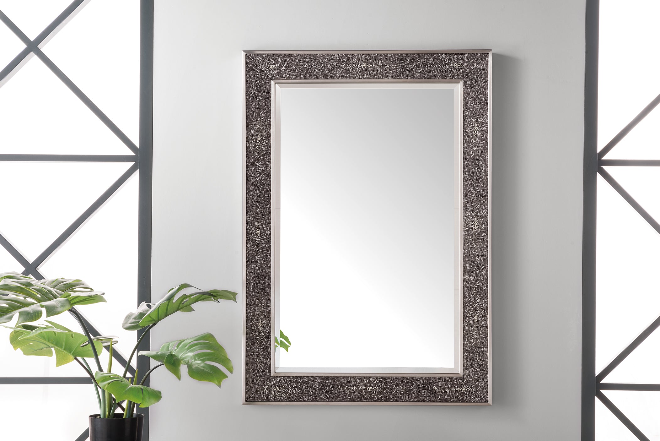 Element 28 Silver & Charcoal Wall Mirror - Modern Round Bathroom Vanity Mirror for Bedroom, Living Room, and Entryway Decor