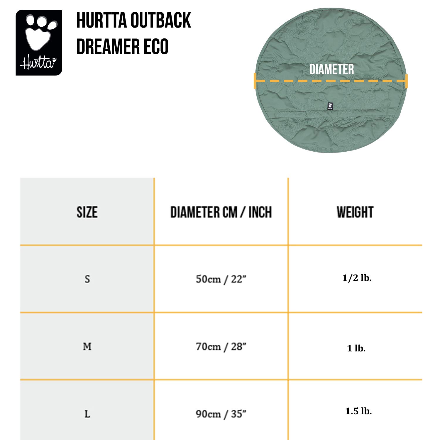 Hurtta Outback Dreamer ECO Dog Sleeping Bag - Lightweight & Waterproof for Camping, Hiking, Travel - Small Size in Hedge Green - Perfect for Outdoor Adventures with Your Pet