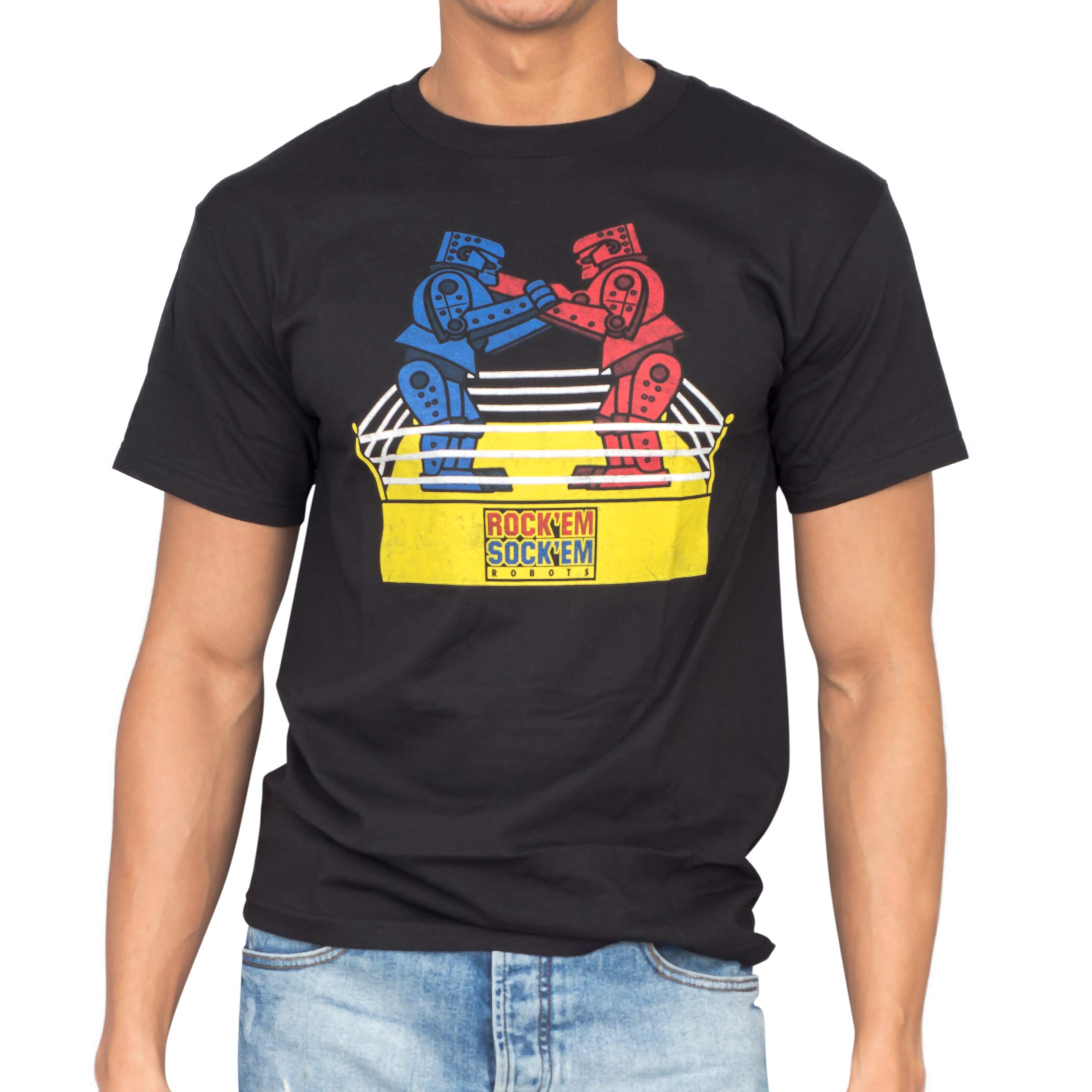 Sheldon Adult T-Shirt - Big Bang Theory Inspired Rock 'Em Sock 'Em Robots Graphic Tee - Funny TV Show Merchandise for Fans - Perfect for Cosplay, Comic Con & Casual Wear