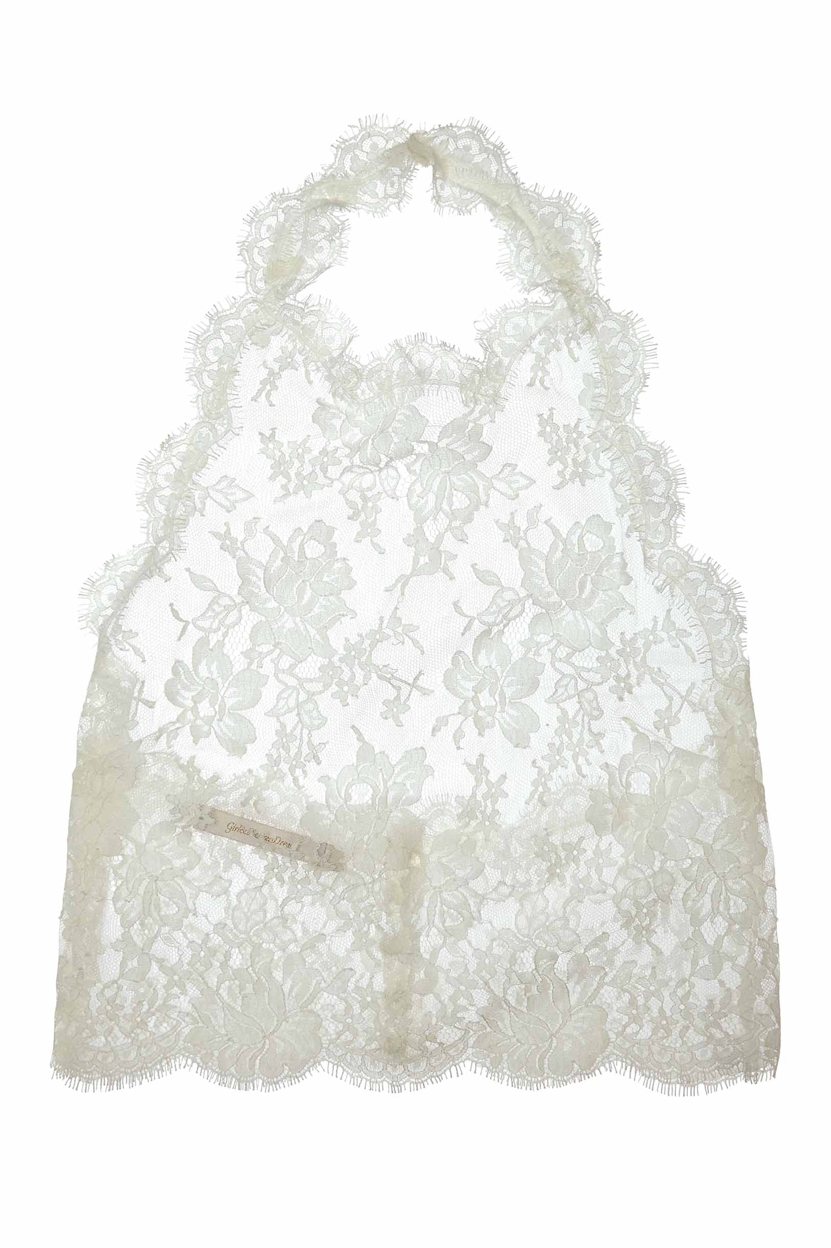 Dominique French Lace Halter Top Cover Up in Ivory - Elegant Beachwear for Summer Vacation & Pool Party