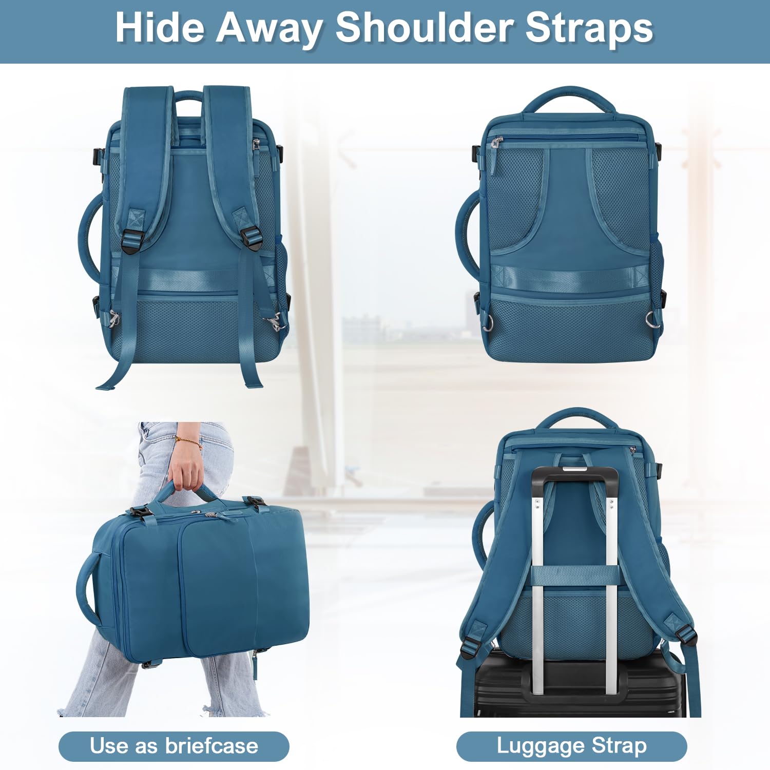 TSA Approved 17.3 Inch Waterproof Laptop Backpack for Travel - Multi-Pocket Carry On Flight Backpack for Men & Women (Deep Blue) - Perfect for Business Trips, College Students & Weekend Getaways