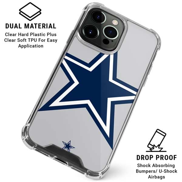 Official NFL Dallas Cowboys Large Logo Clear Phone Case for iPhone 15 Pro - Slim Protective Cover with Scratch Resistance - Perfect for Football Fans, Game Days & Team Spirit