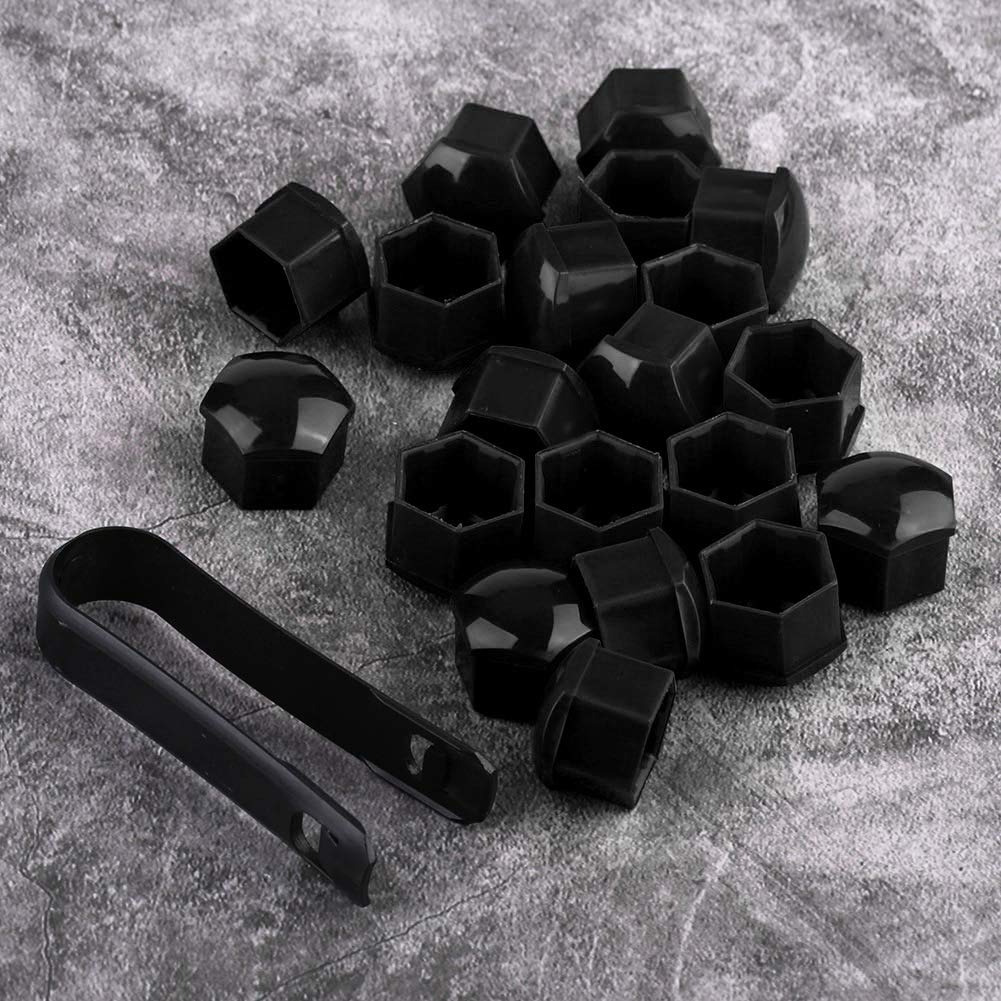 Acouto 20PCS 21mm Black Car Wheel Hub Nut Cover Screw Anti-Theft Caps - Universal Fit for Most Vehicles, Durable ABS Plastic, Easy Installation - Perfect for Car Detailing, Wheel Protection & Theft Prevention