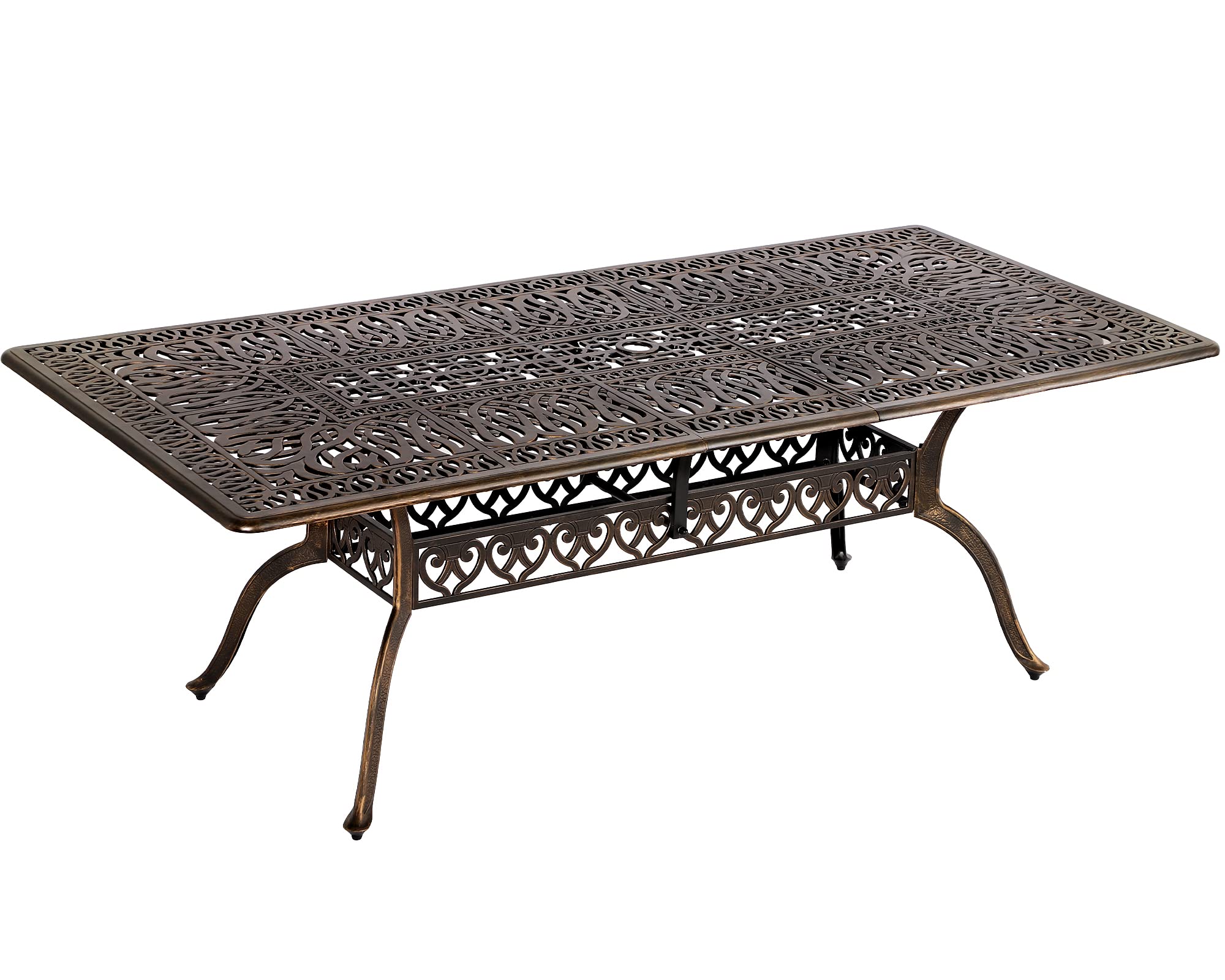 TITIMO 87 Inch Patio Dining Table - Durable Cast Aluminum Outdoor Rectangle Table with 2