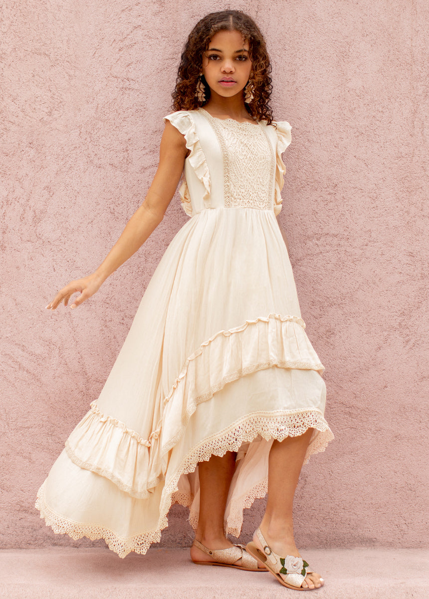 Elegant Ecru Cassia Dress for Women - Perfect for Weddings, Parties & Special Occasions