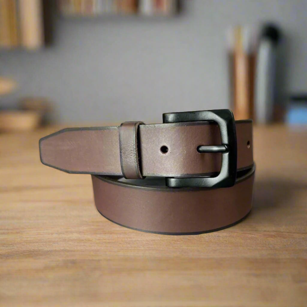 Premium Men's Buffalo Grain Leather Belt - Durable & Stylish for Casual & Formal Wear - Perfect for Office, Jeans & Dress Pants