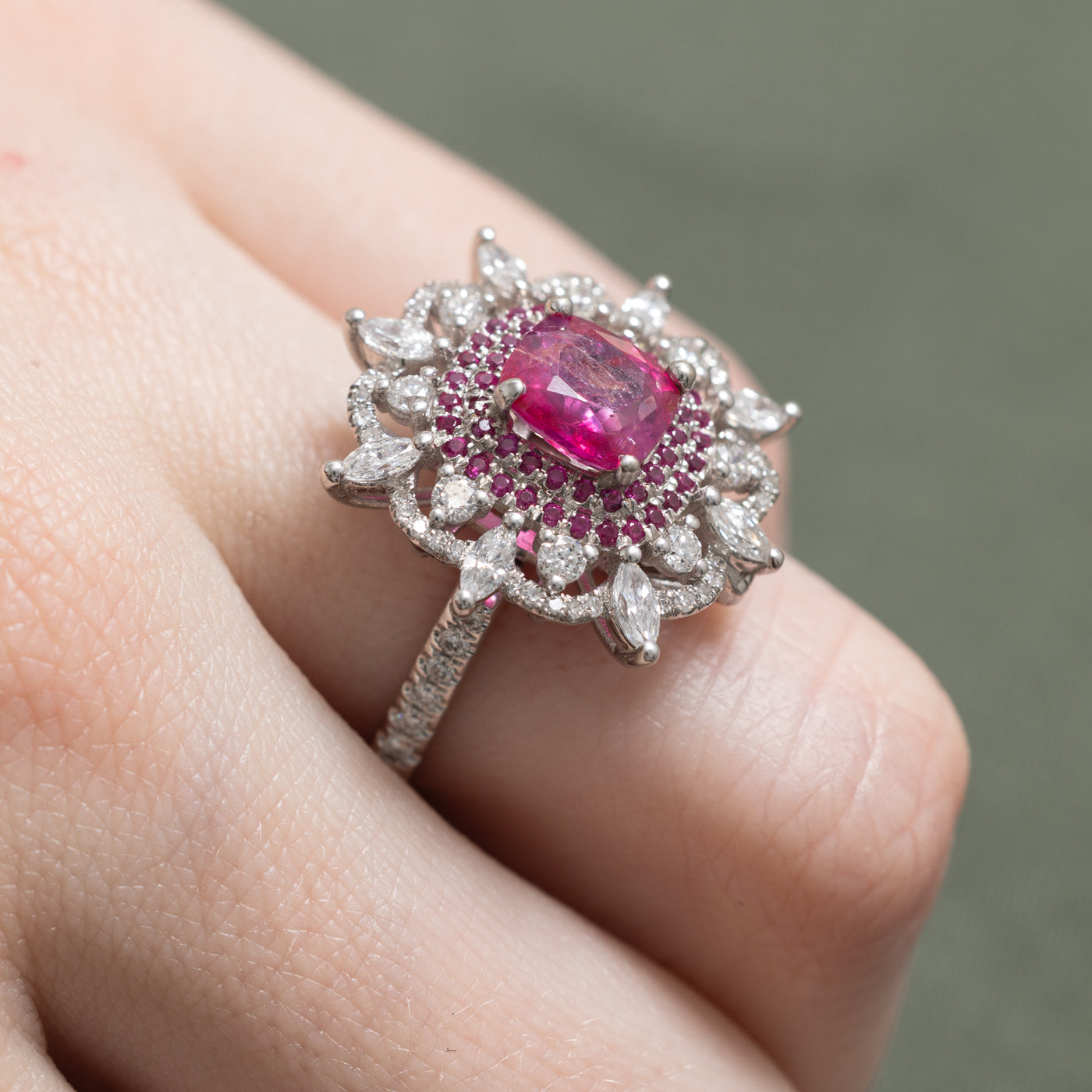 GRS Certified Ruby & Diamond Convertible Pendant & Ring Set - 2.17ct Ruby & 1.01ctw Diamonds - Size 6.5 - Elegant Jewelry for Weddings, Anniversaries & Special Occasions