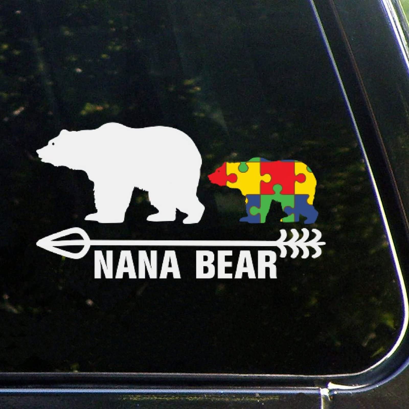 Autism Awareness Puzzle Piece Car Decal - Nana Bear Vinyl Sticker for Autistic Support - Funny Bumper & Laptop Stickers - Show Your Support with Durable Personalized Decals (Great for Cars, Windows & Personal Belongings)
