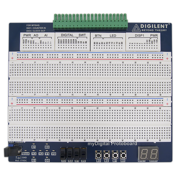 Digilent myDigital Protoboard for NI myDAQ & myRIO - Breadboard Compatible with National Instruments for Electronics Prototyping & STEM Education