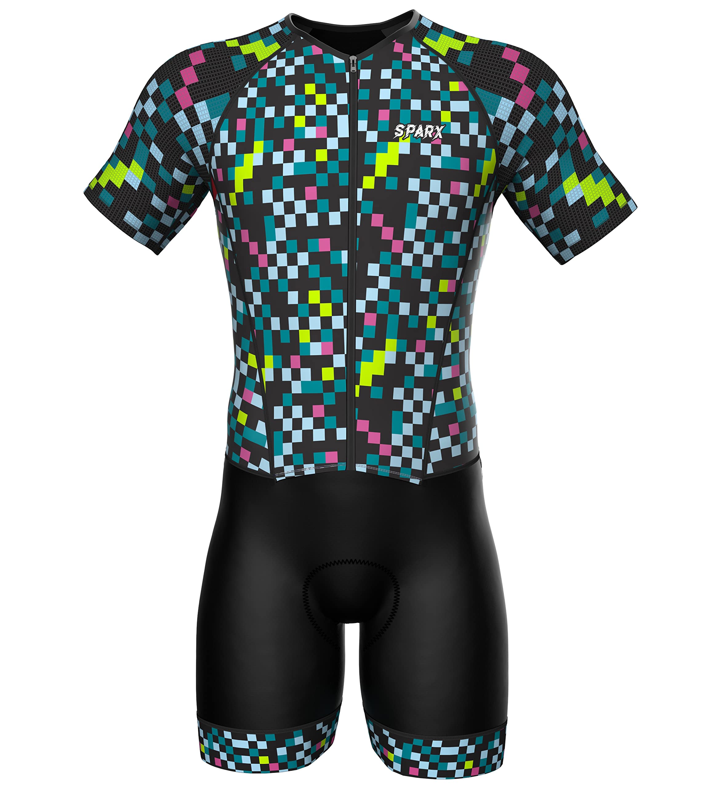 **Sparx Men's Elite Aerosuit Triathlon Suit – Short Sleeve Triathlon Skinsuit for Cycling, Running & Swimming – Lightweight & Breathable for Competitive Racing & Training**