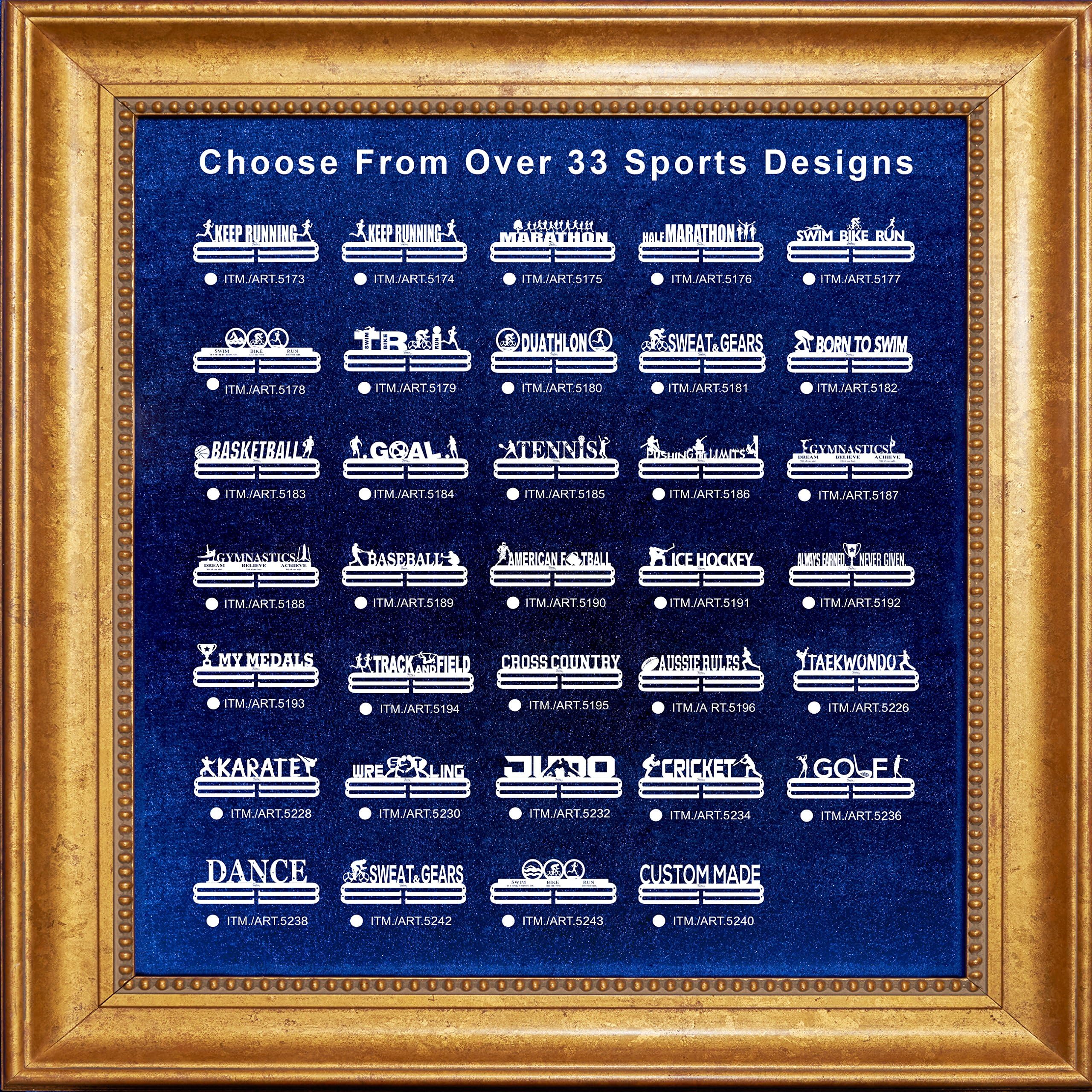 Custom Medal Hanger & Holder for Runners - 43+ Sports Styles - Perfect for Marathons, Triathlons & Sports Awards Display