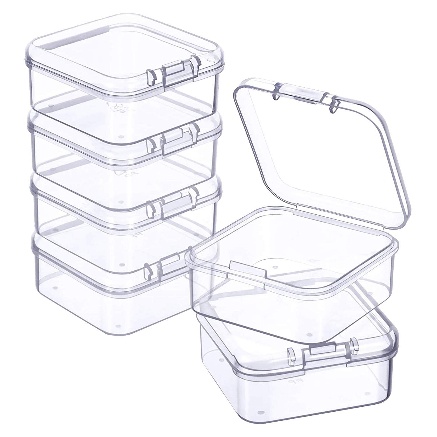 SOOHAB 6-Piece Mini Plastic Storage Containers - Clear Organizer Boxes for Beads, Jewelry, Business Cards & Small Items Collection | Perfect for Craft Rooms, Offices & Travel Organization
