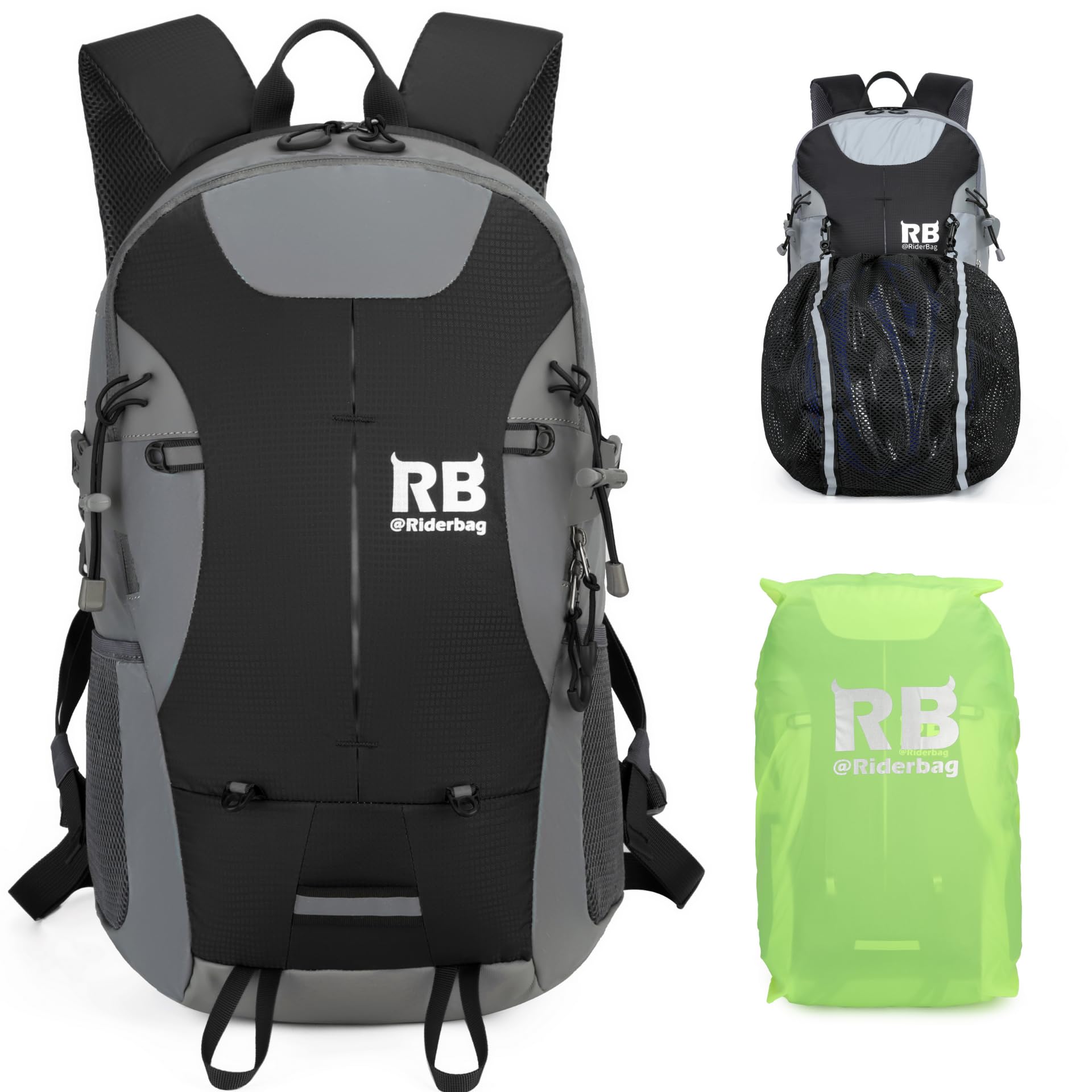 35L Reflective Motorcycle Backpack - Lightweight Waterproof Daypack with Laptop Compartment for Commuting, Cycling & Daily Use - Black - Perfect for Urban Commuters & Outdoor Adventures